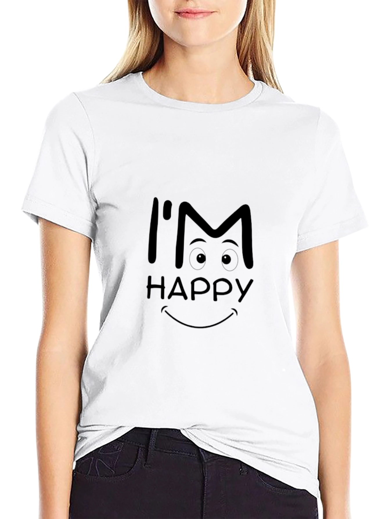 Im Happy Graphic Tee - Black Casual T-Shirt
