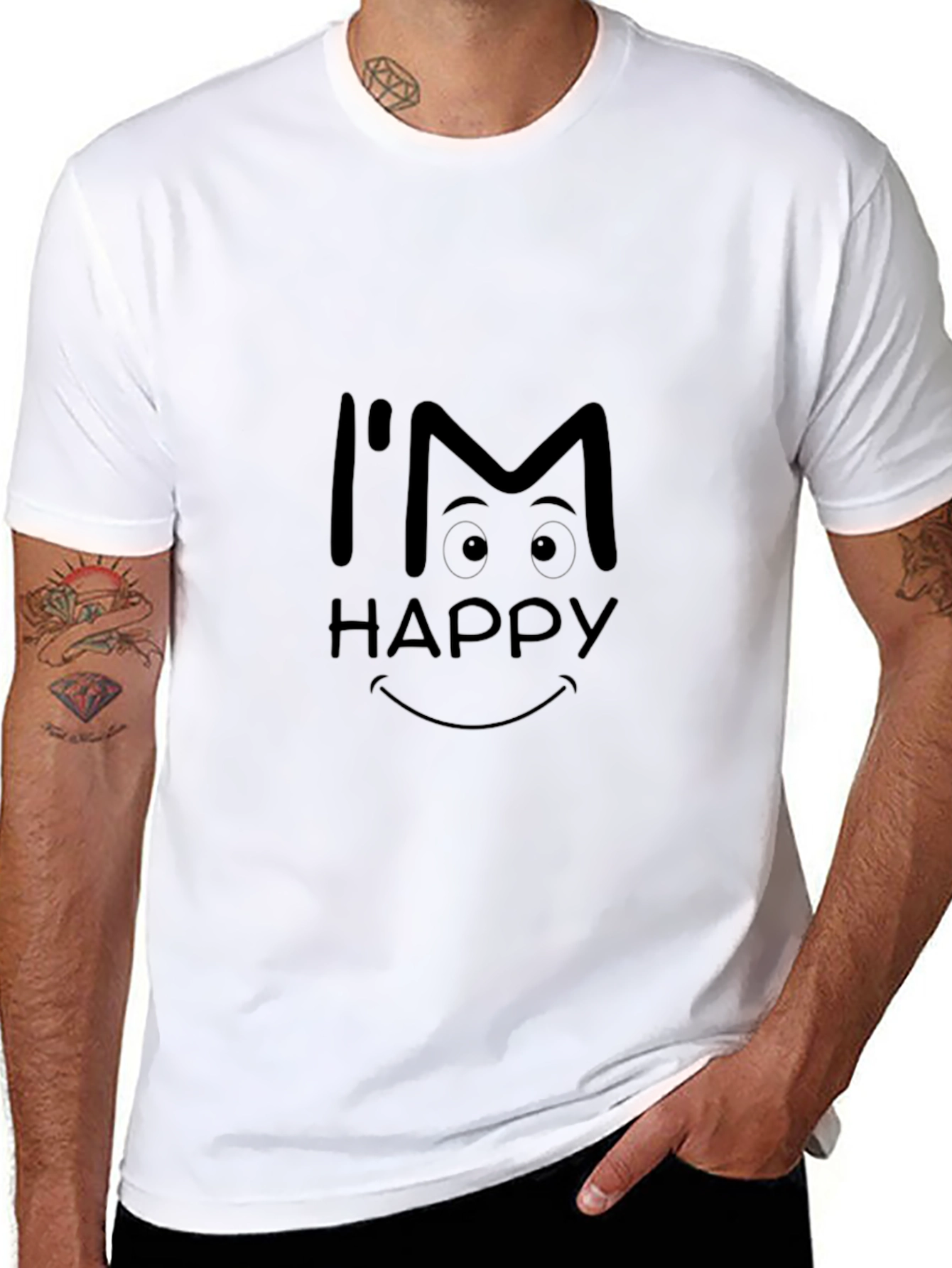 Im Happy Graphic Tee - Black Casual T-Shirt