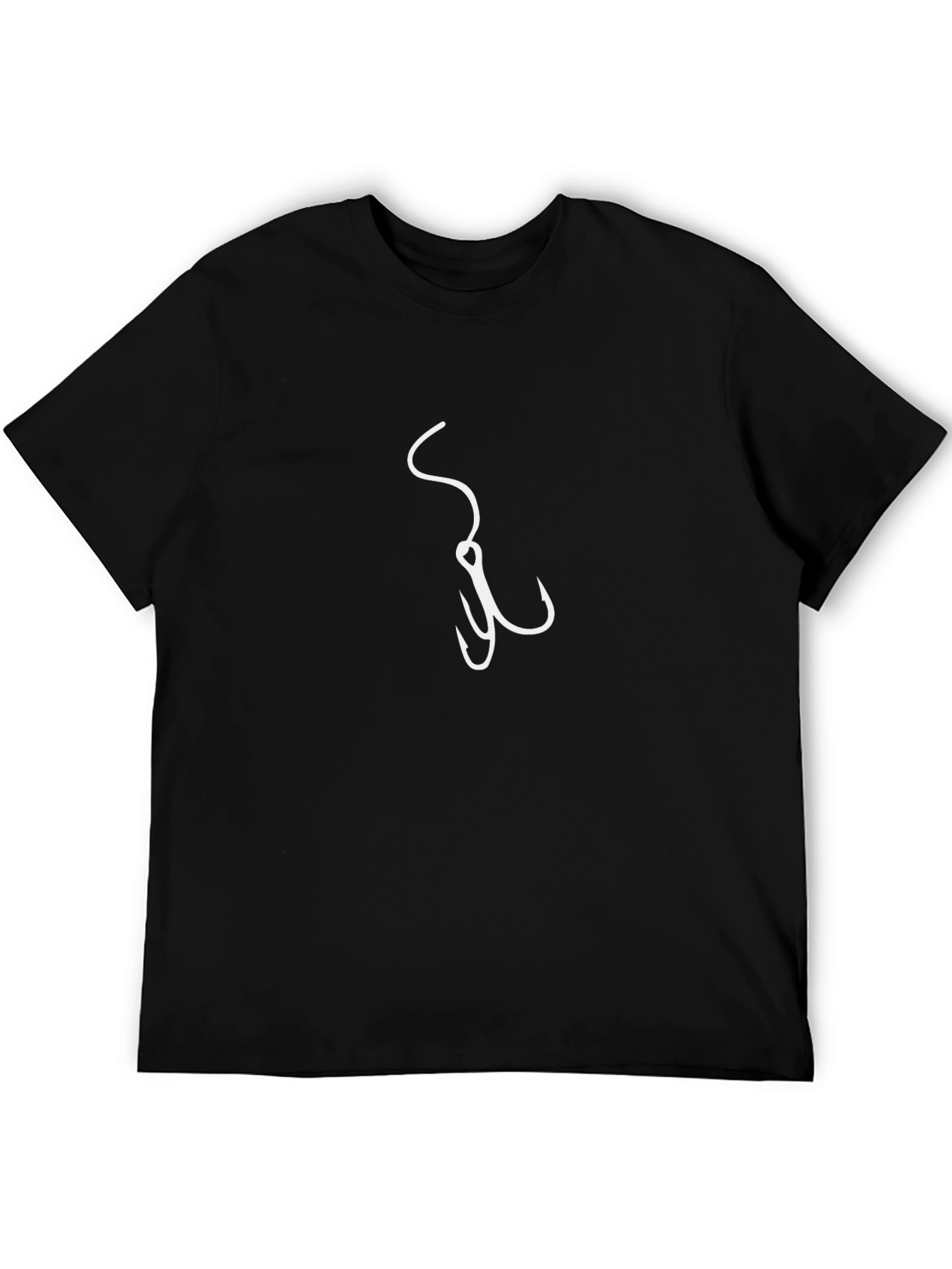 Fishing Hook Graphic Tee - Black Cotton T-Shirt