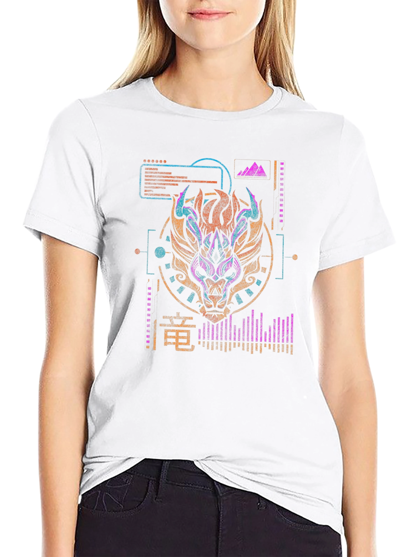 Cyberpunk Dragon Graphic Tee - Modern Style