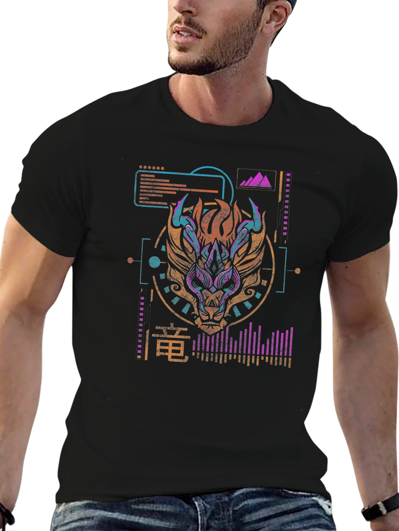 Cyberpunk Dragon Graphic Tee - Modern Style
