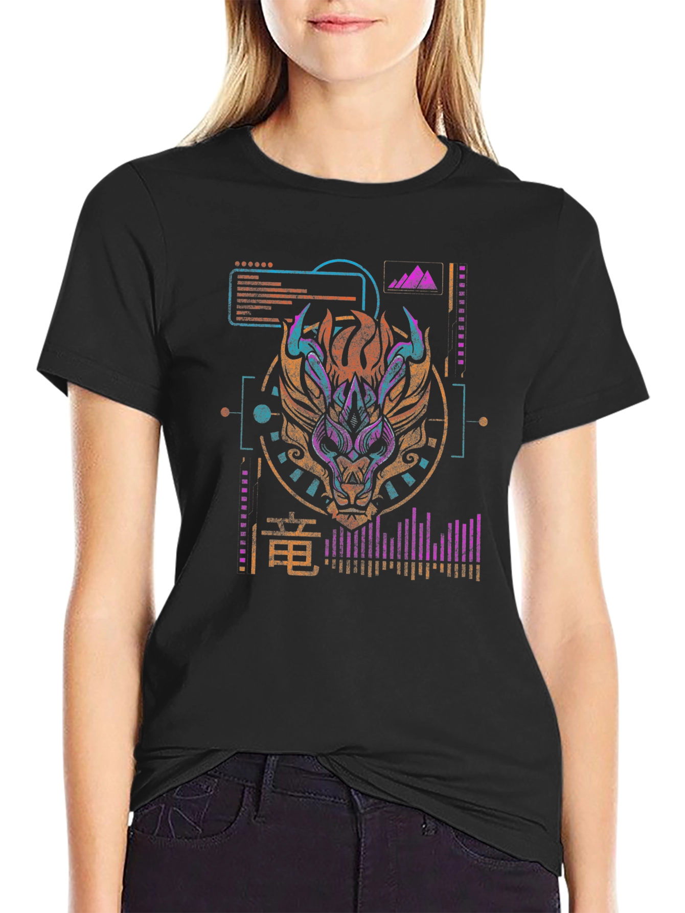 Cyberpunk Dragon Graphic Tee - Modern Style