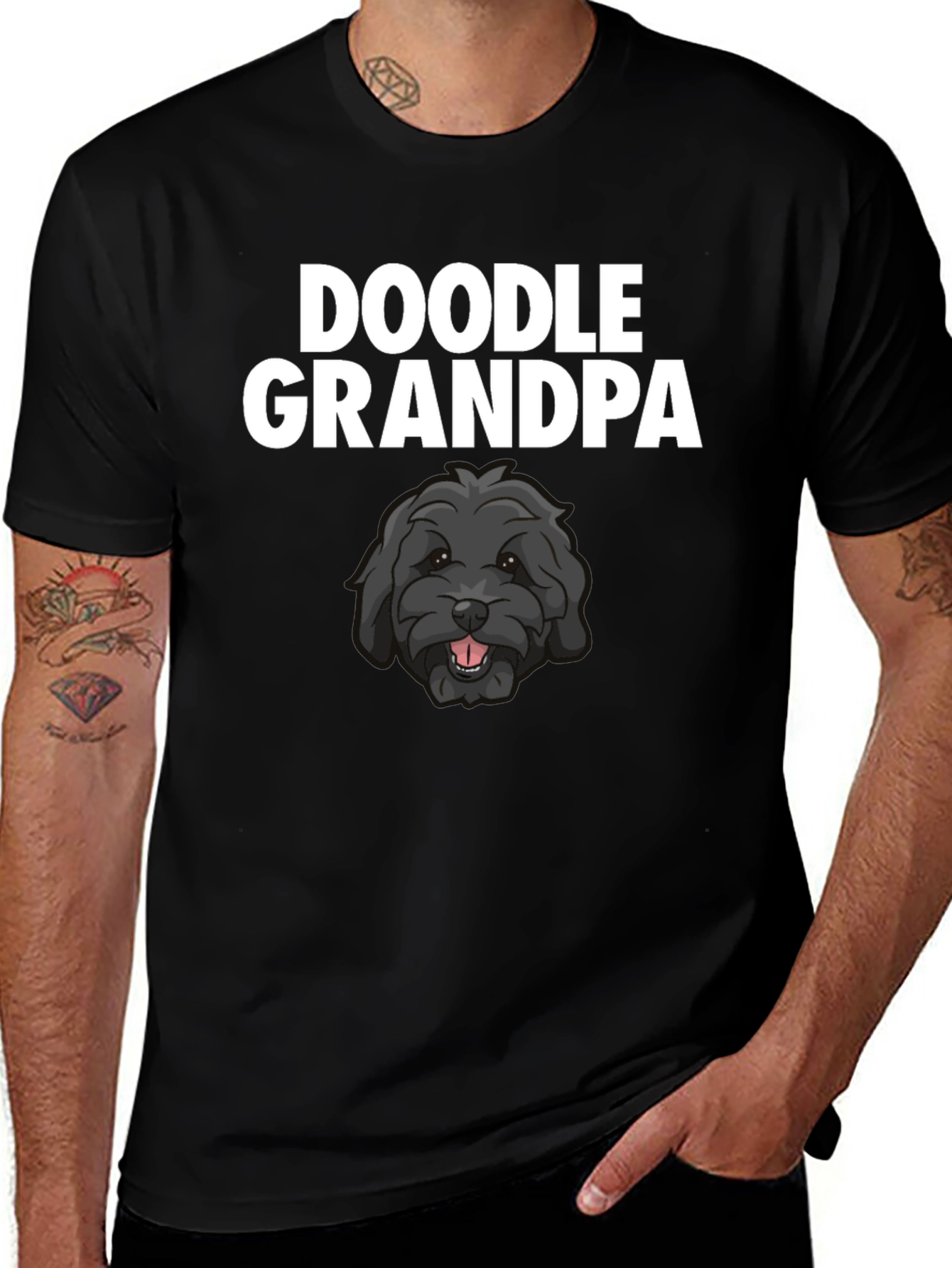 Doodle Grandpa T-Shirt - Black Dog Lover Tee