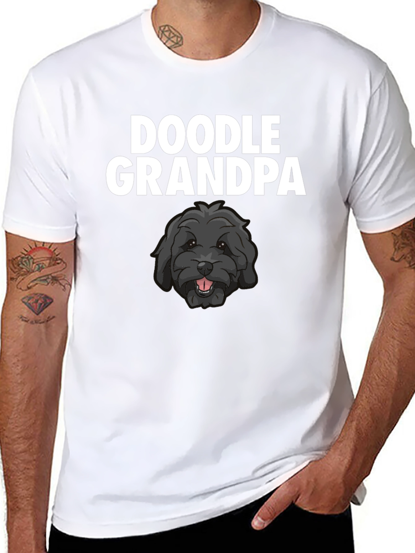 Doodle Grandpa T-Shirt - Black Dog Lover Tee