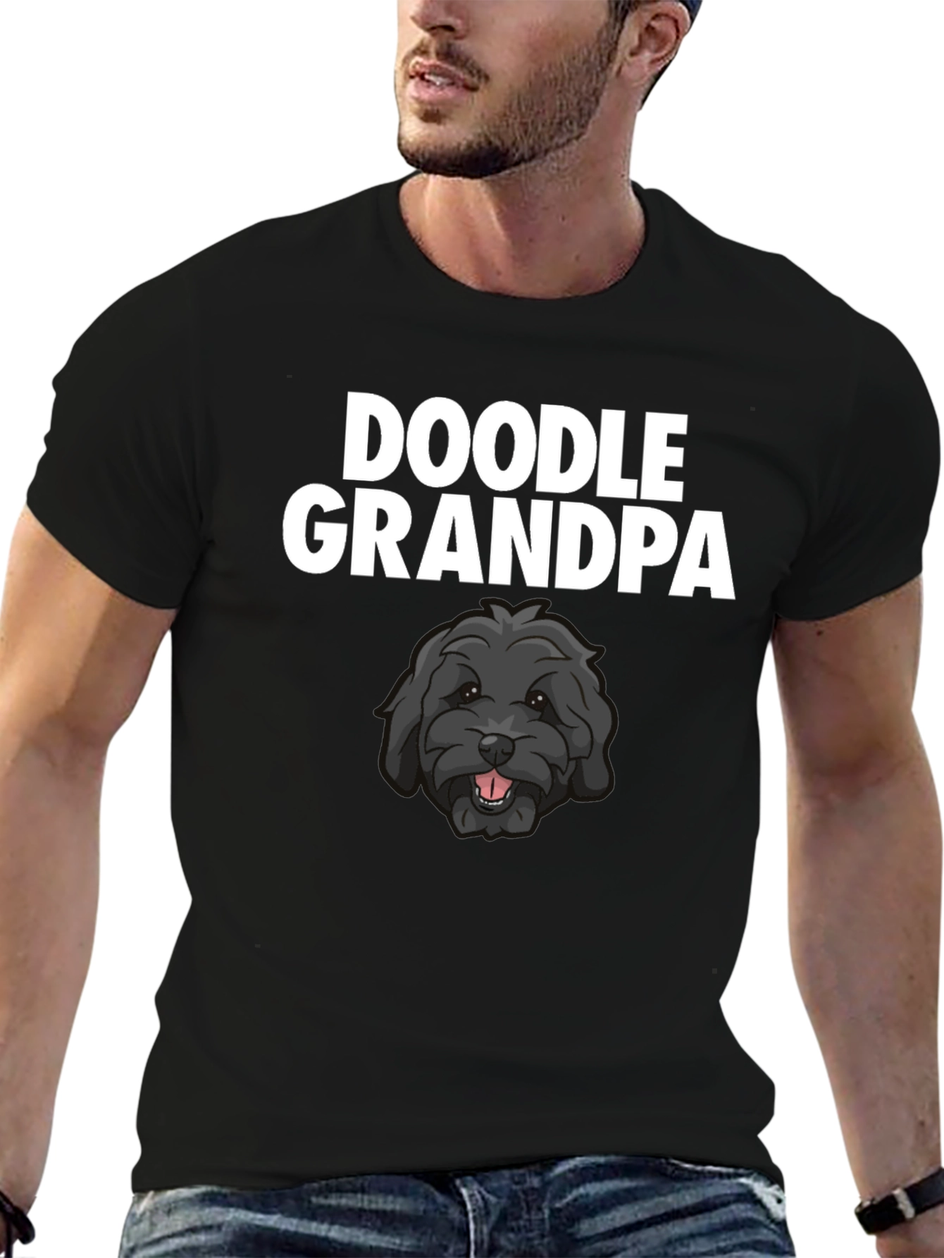 Doodle Grandpa T-Shirt - Black Dog Lover Tee