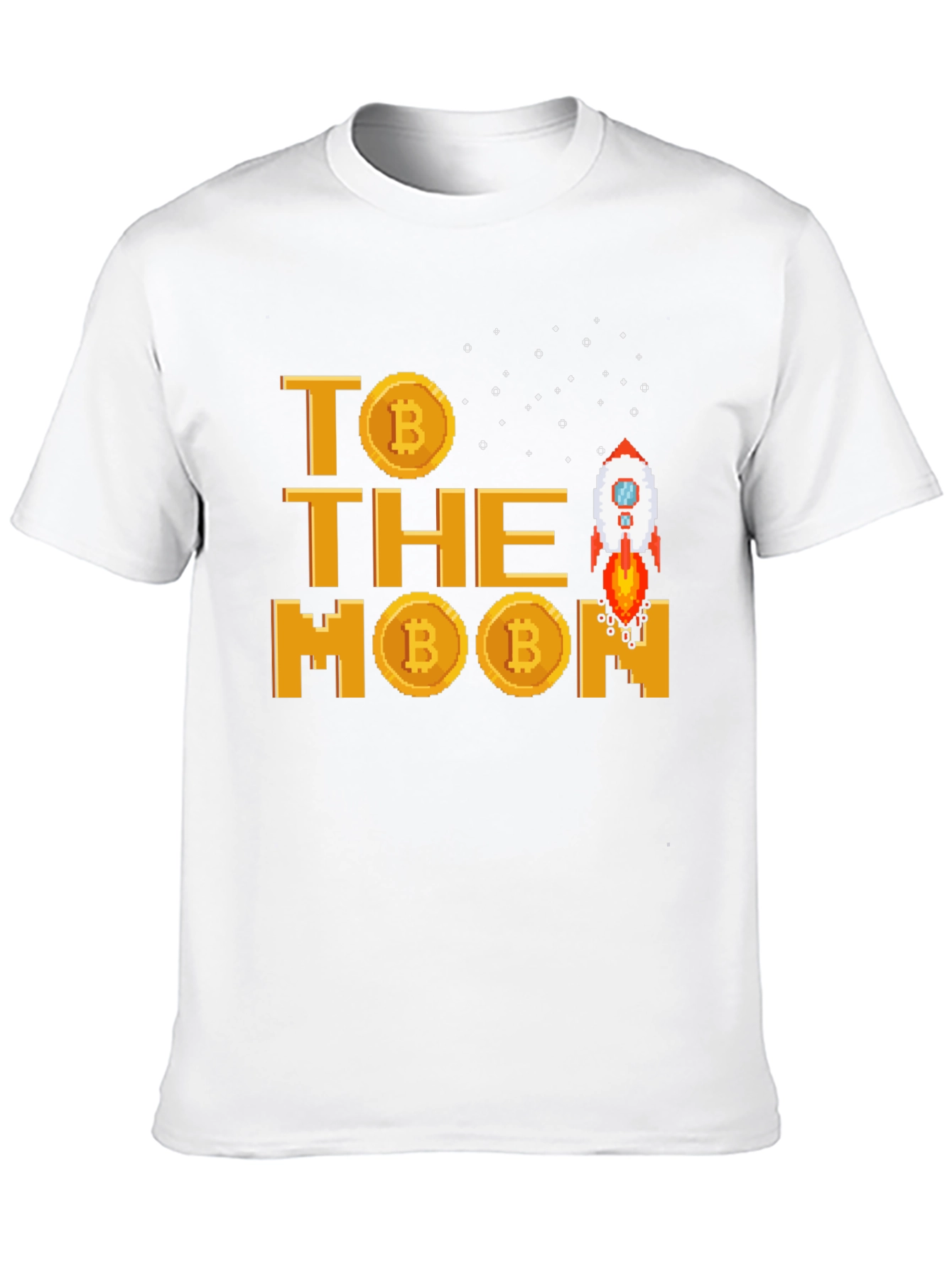 Bitcoin Crypto Rocket to the Moon Black T-Shirt