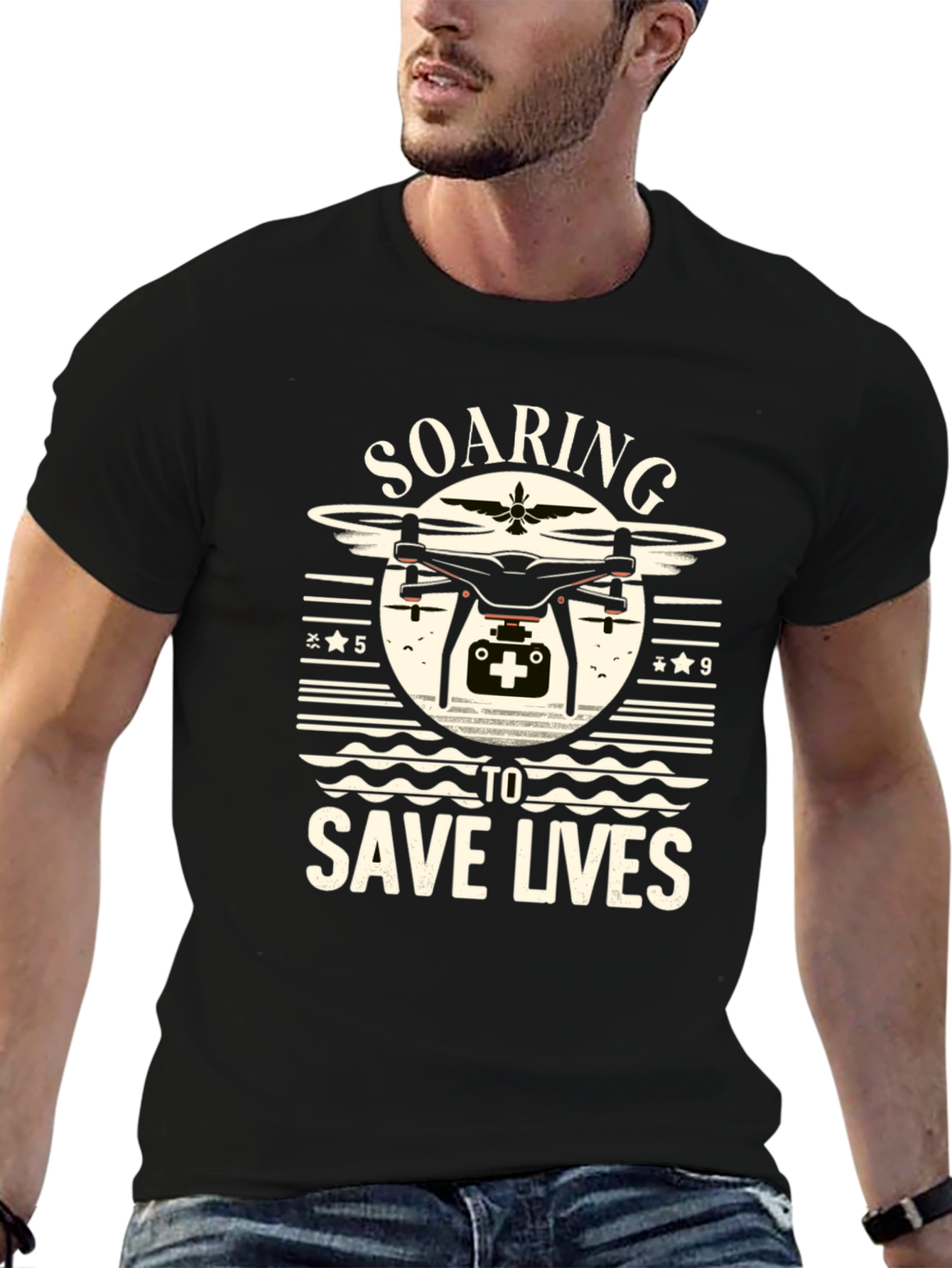 Soaring To Save Lives Drone Graphic T-Shirt