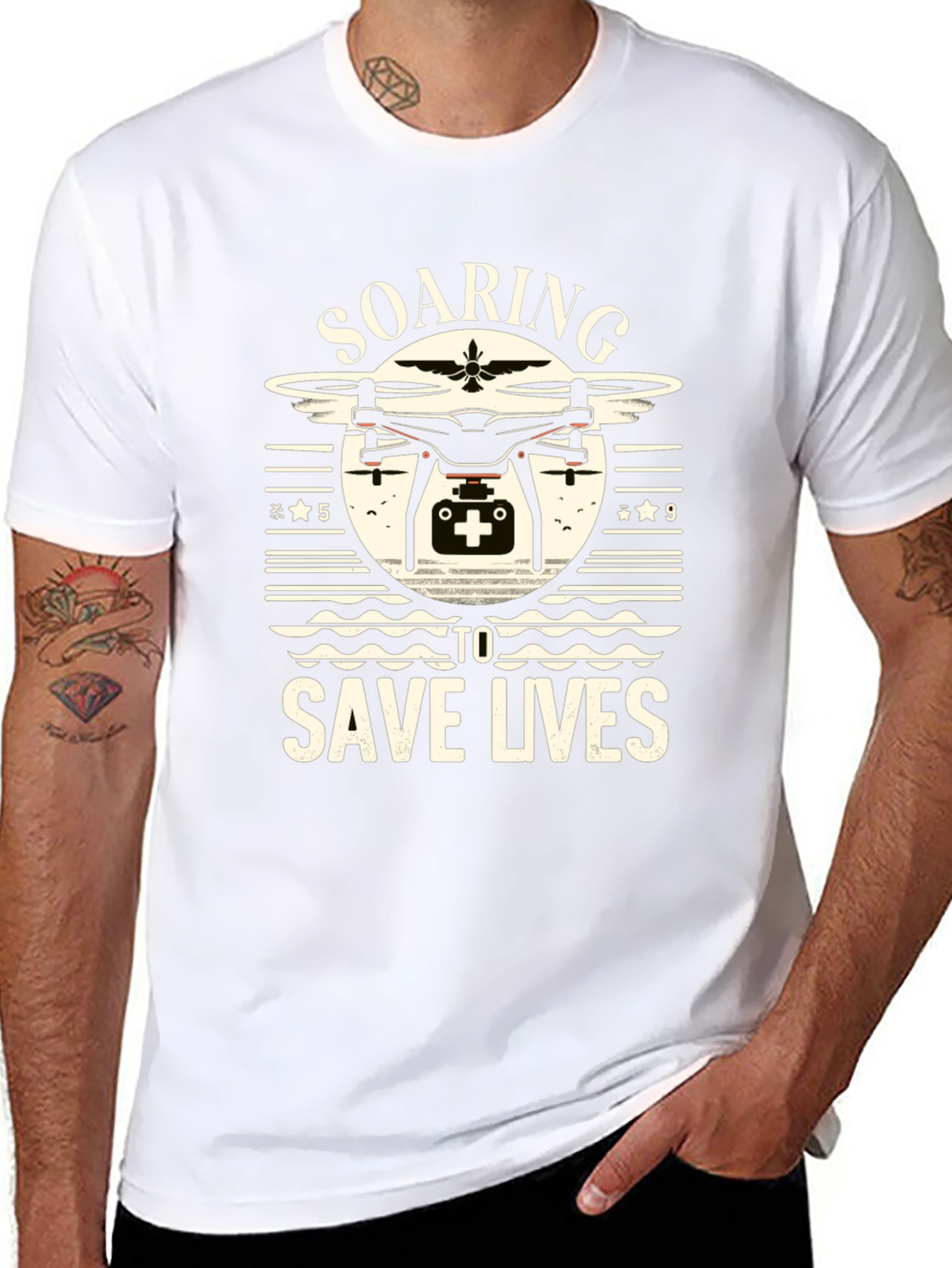 Soaring To Save Lives Drone Graphic T-Shirt