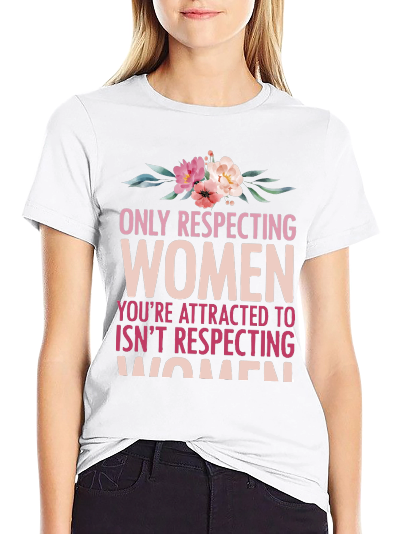 Respect Women Graphic Tee - Floral Design