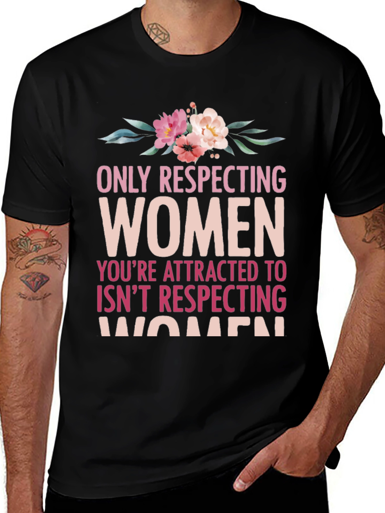 Respect Women Graphic Tee - Floral Design