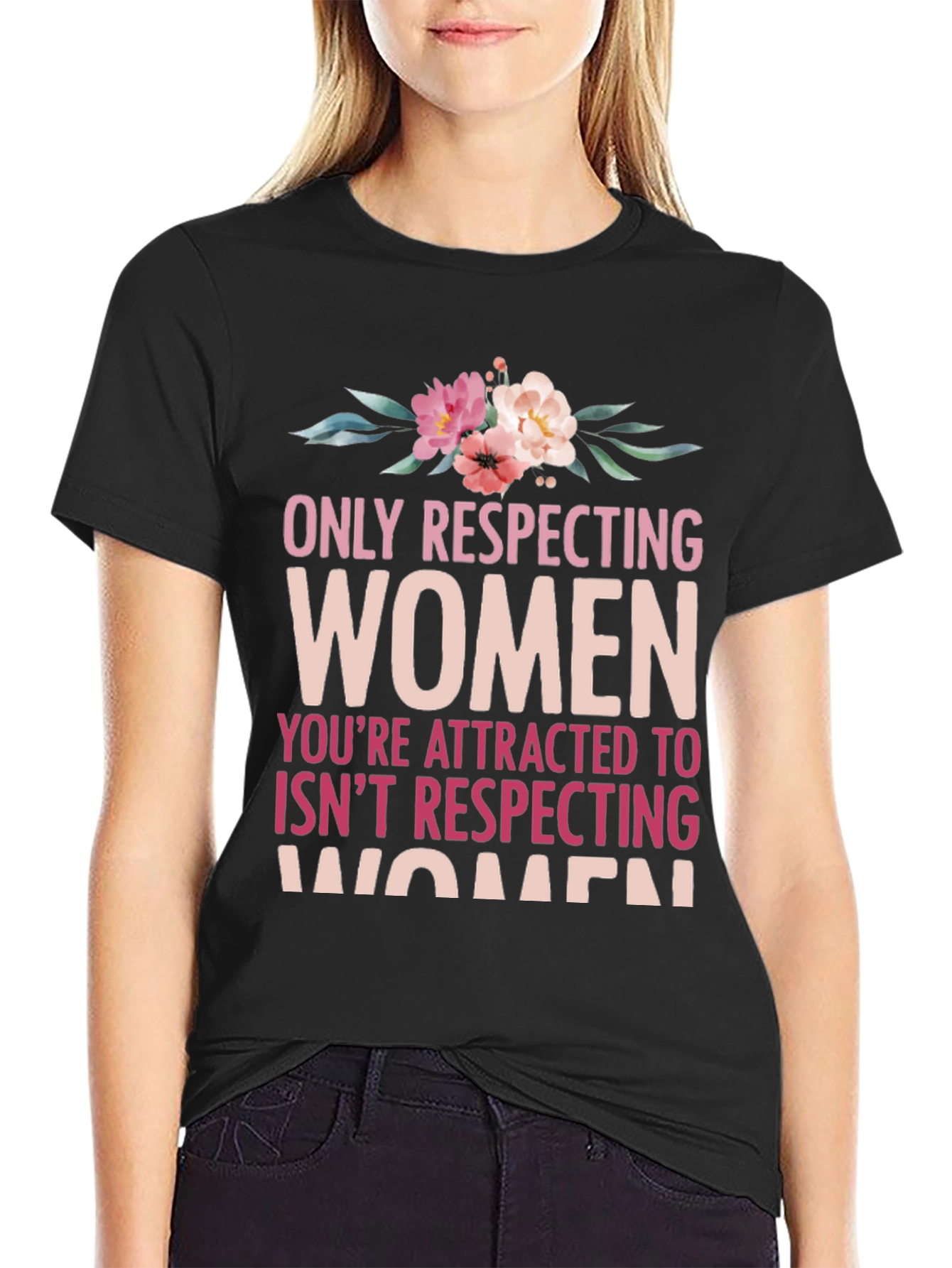 Respect Women Graphic Tee - Floral Design