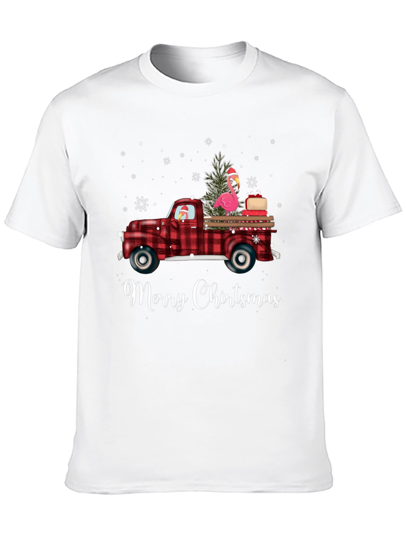 Merry Chirtsmas Flamingo Truck Tee
