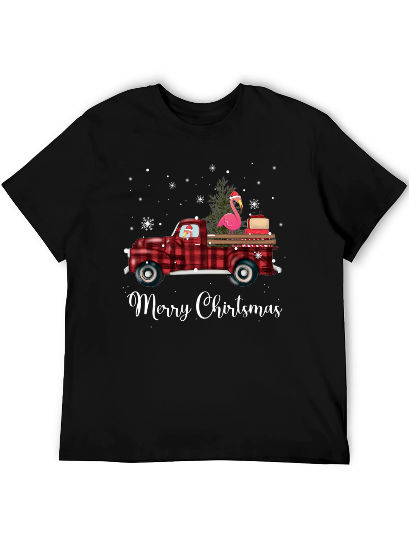 Merry Chirtsmas Flamingo Truck Tee