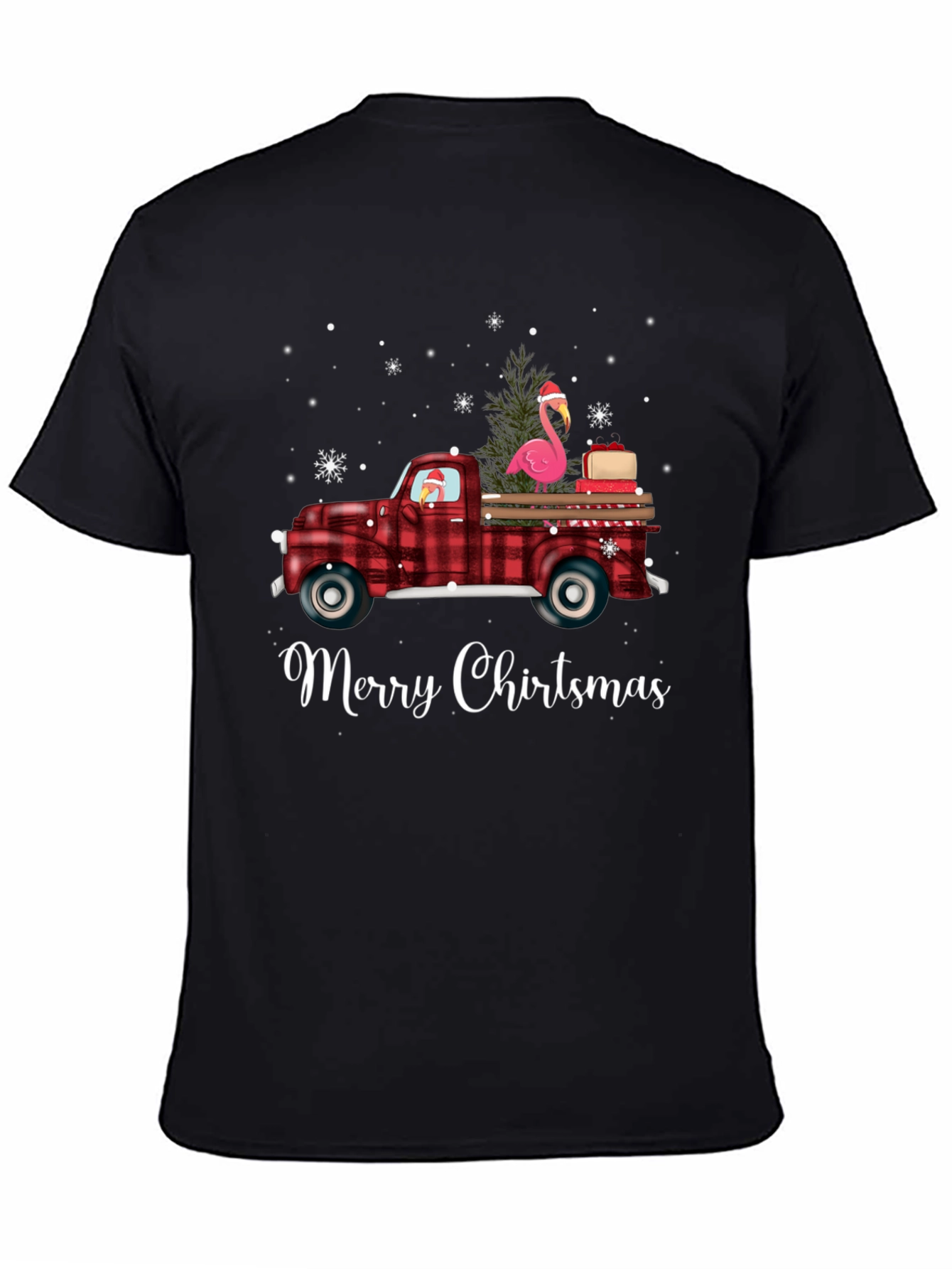 Merry Chirtsmas Flamingo Truck Tee