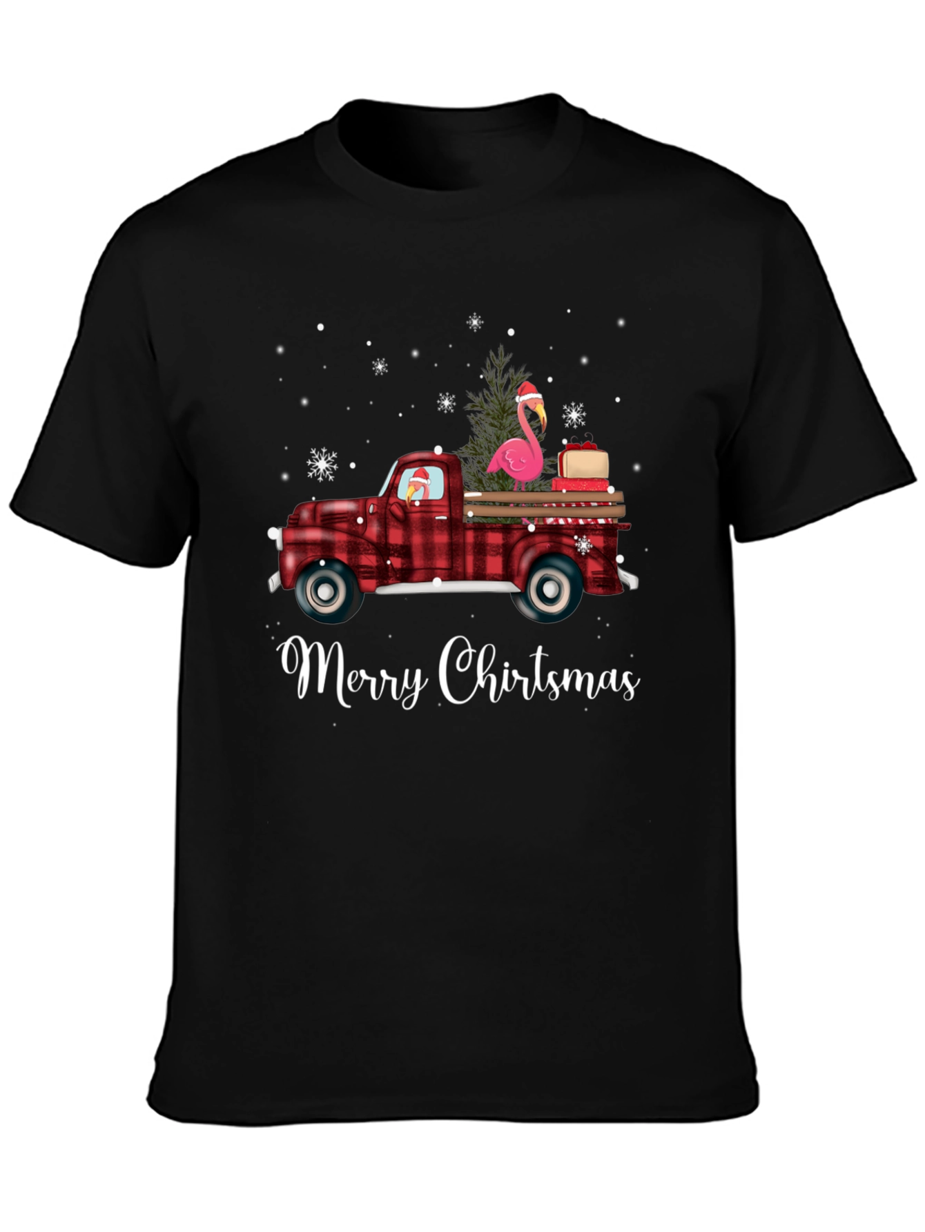 Merry Chirtsmas Flamingo Truck Tee