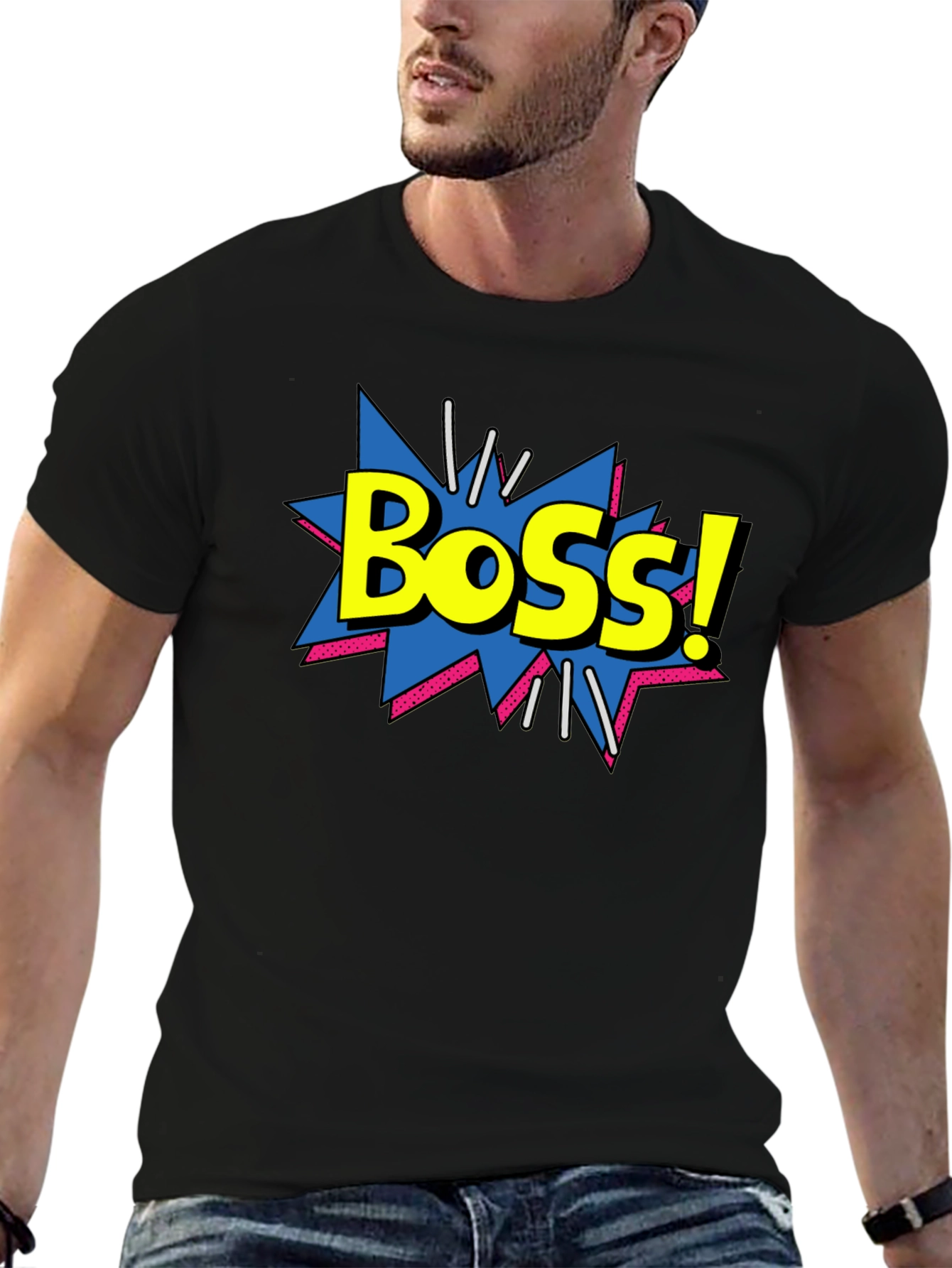 Boss! Graphic Black T-Shirt - Power Up Your Style