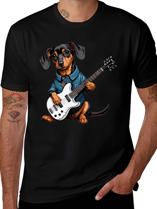 Dachshund Guitarist Tee - Cool Dog Lover Shirt