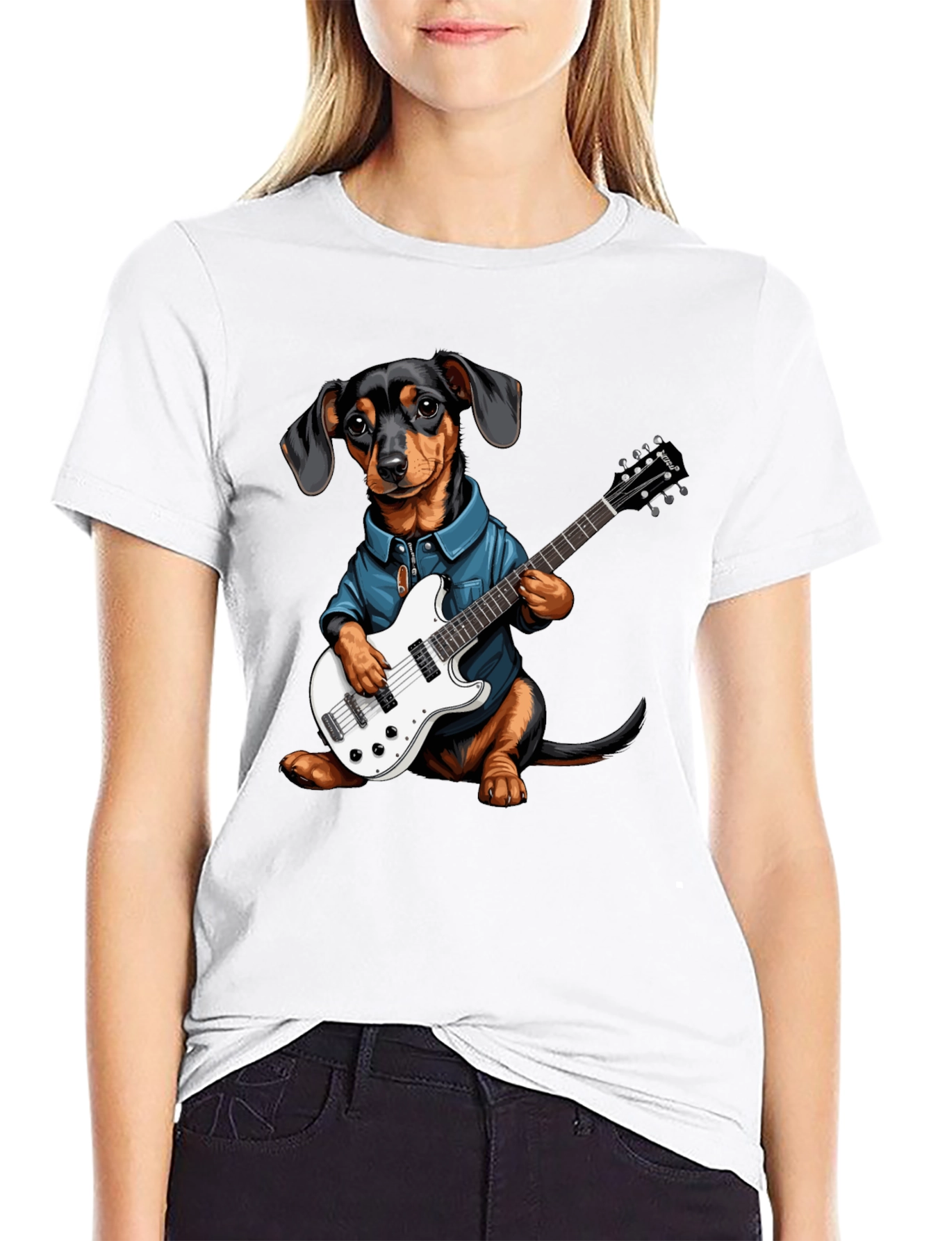 Dachshund Guitarist Tee - Cool Dog Lover Shirt