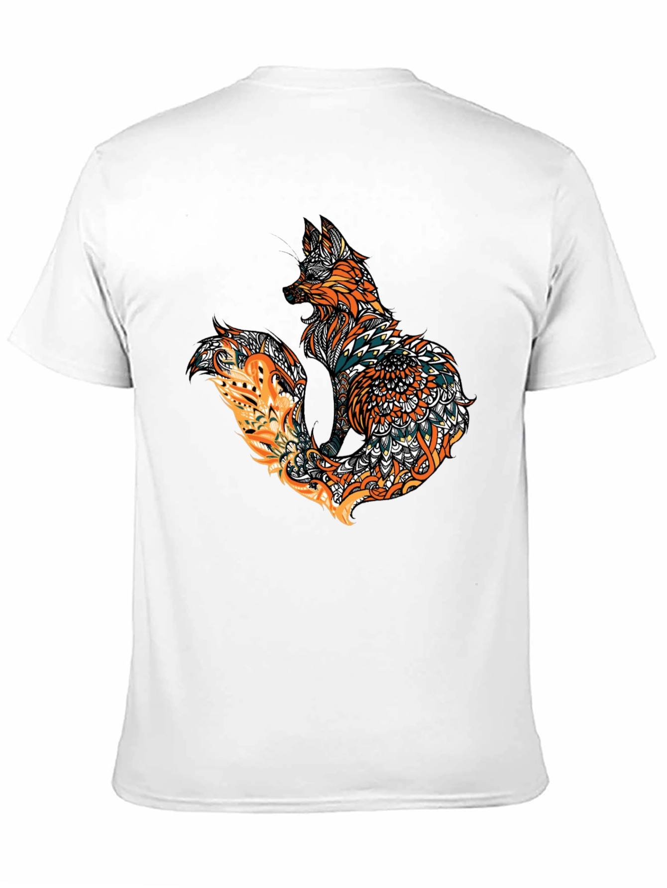 Fox Mandala Graphic Print Mens Black T-Shirt