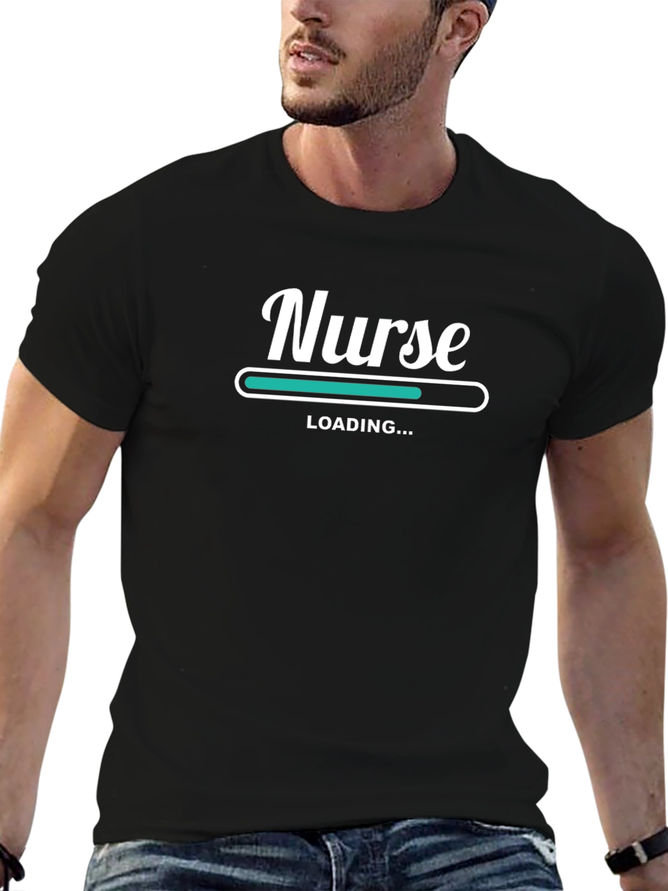 Nurse Loading Black Graphic T-Shirt