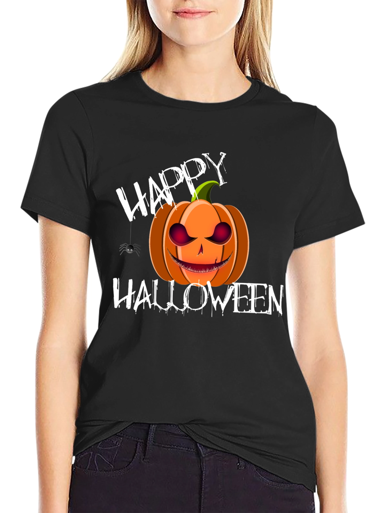 Happy Halloween Pumpkin T-Shirt - Spooky Holiday Tee