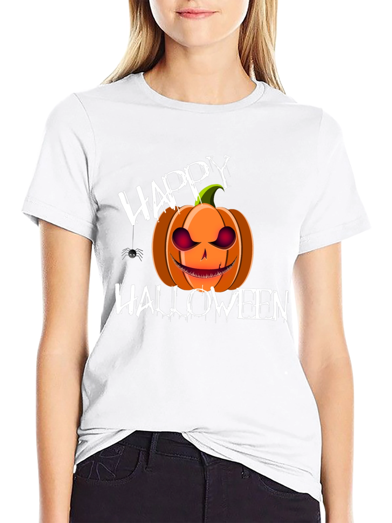 Happy Halloween Pumpkin T-Shirt - Spooky Holiday Tee