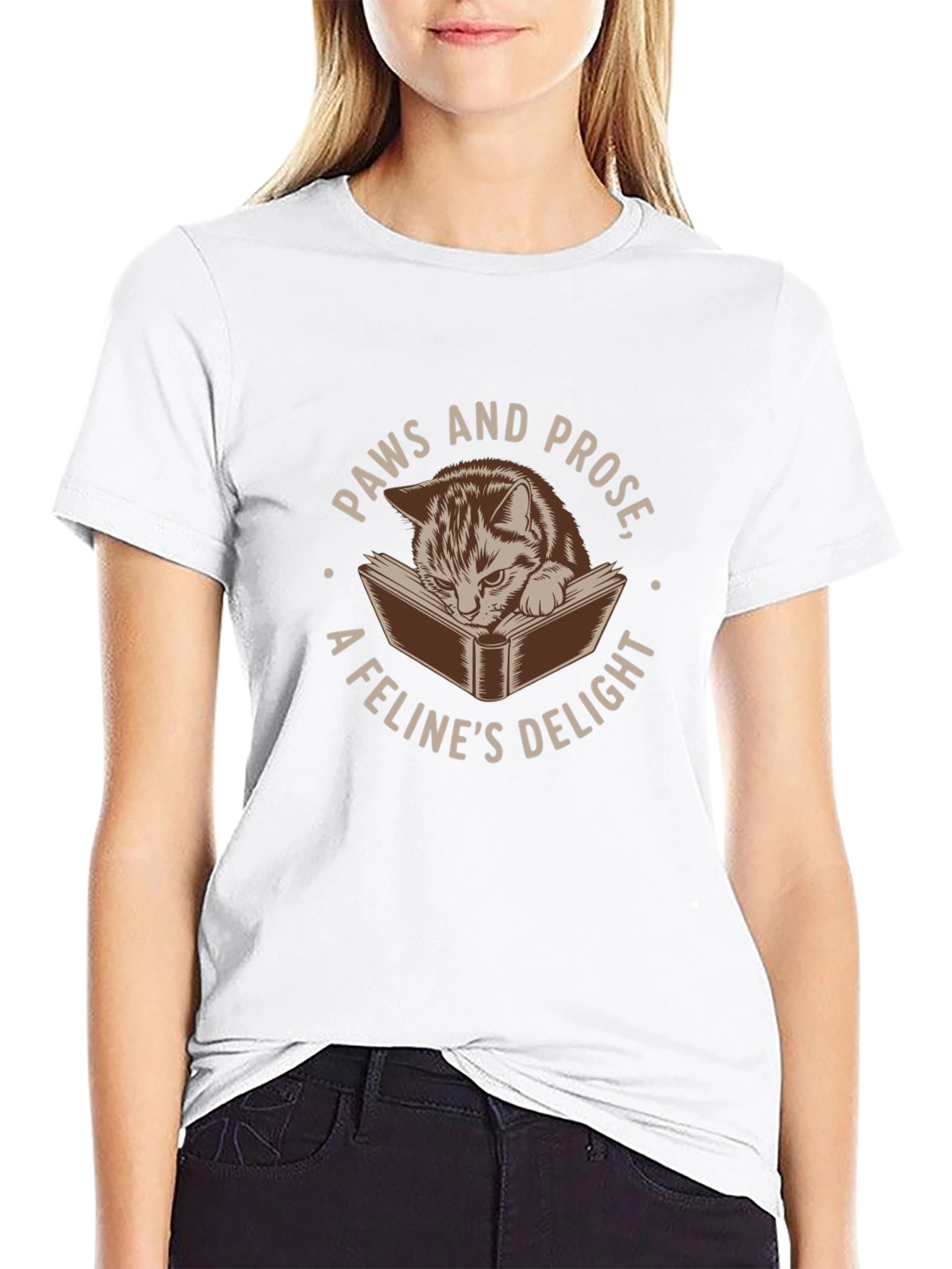 Paws and Prose Cat Lovers T-Shirt