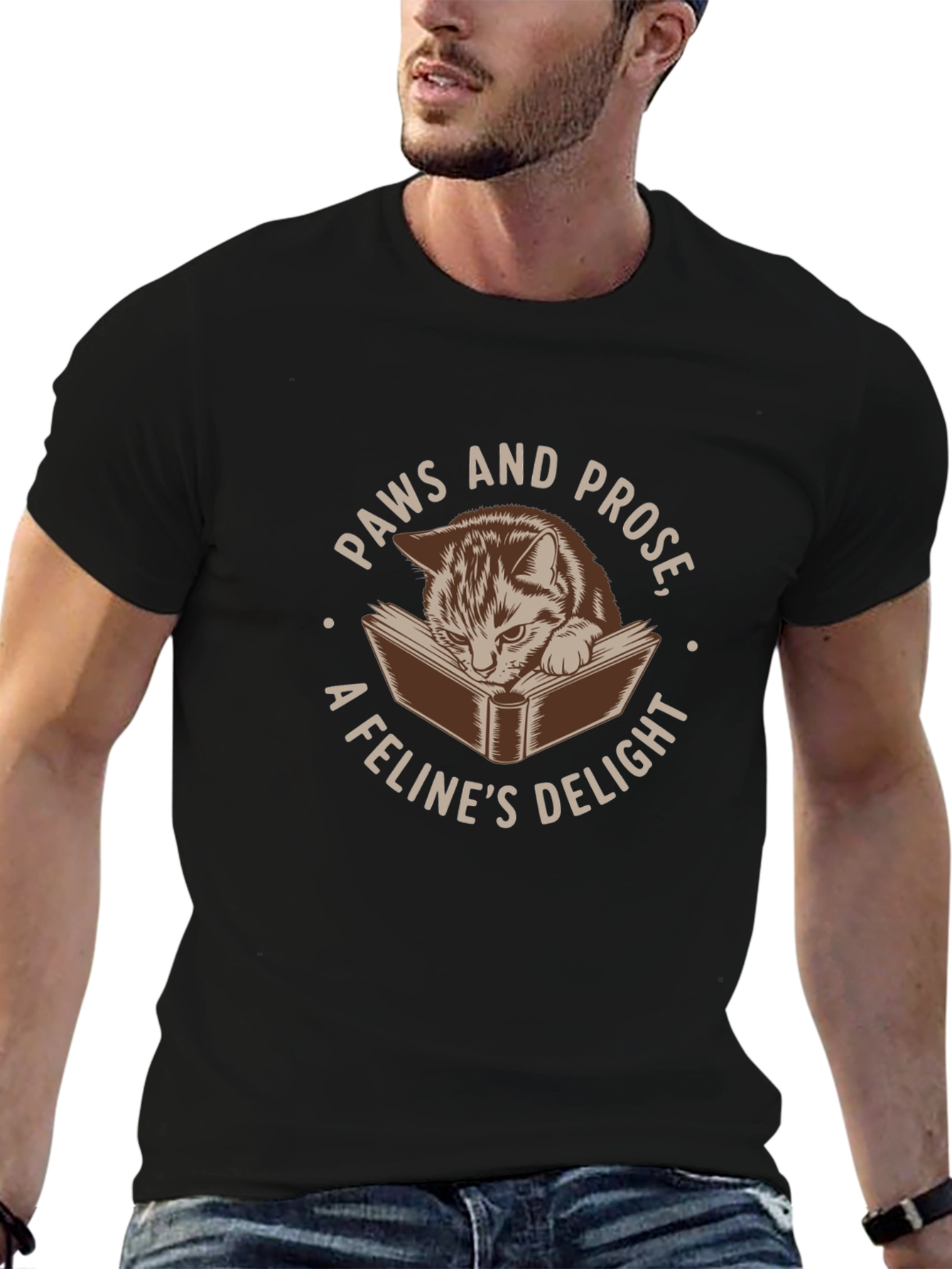 Paws and Prose Cat Lovers T-Shirt
