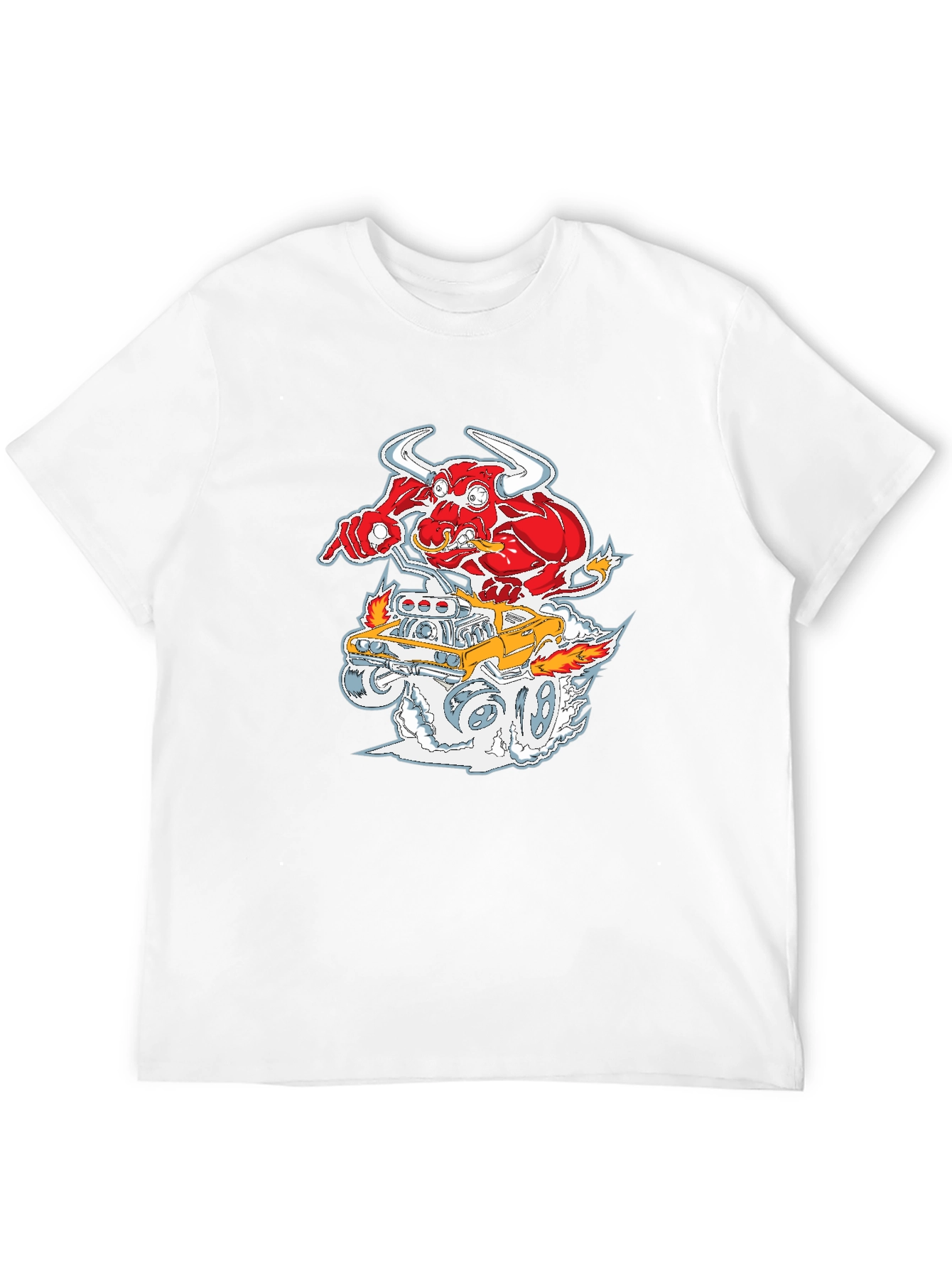 Cartoon Bull Hotrod T-Shirt