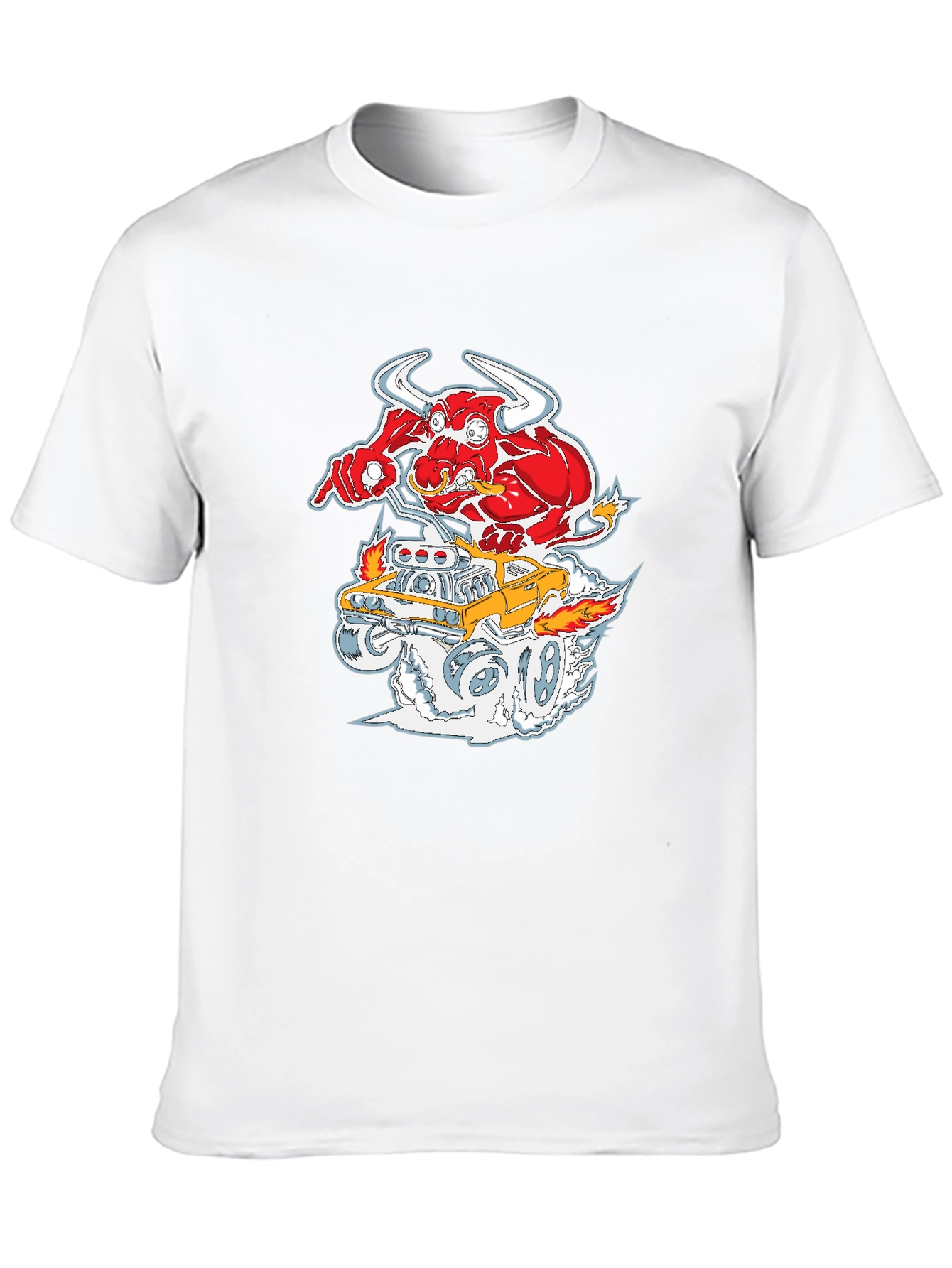 Cartoon Bull Hotrod T-Shirt