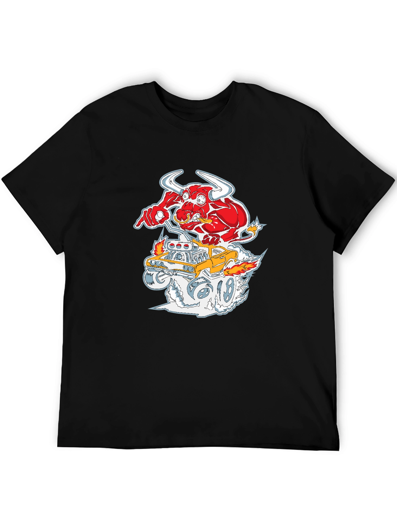 Cartoon Bull Hotrod T-Shirt