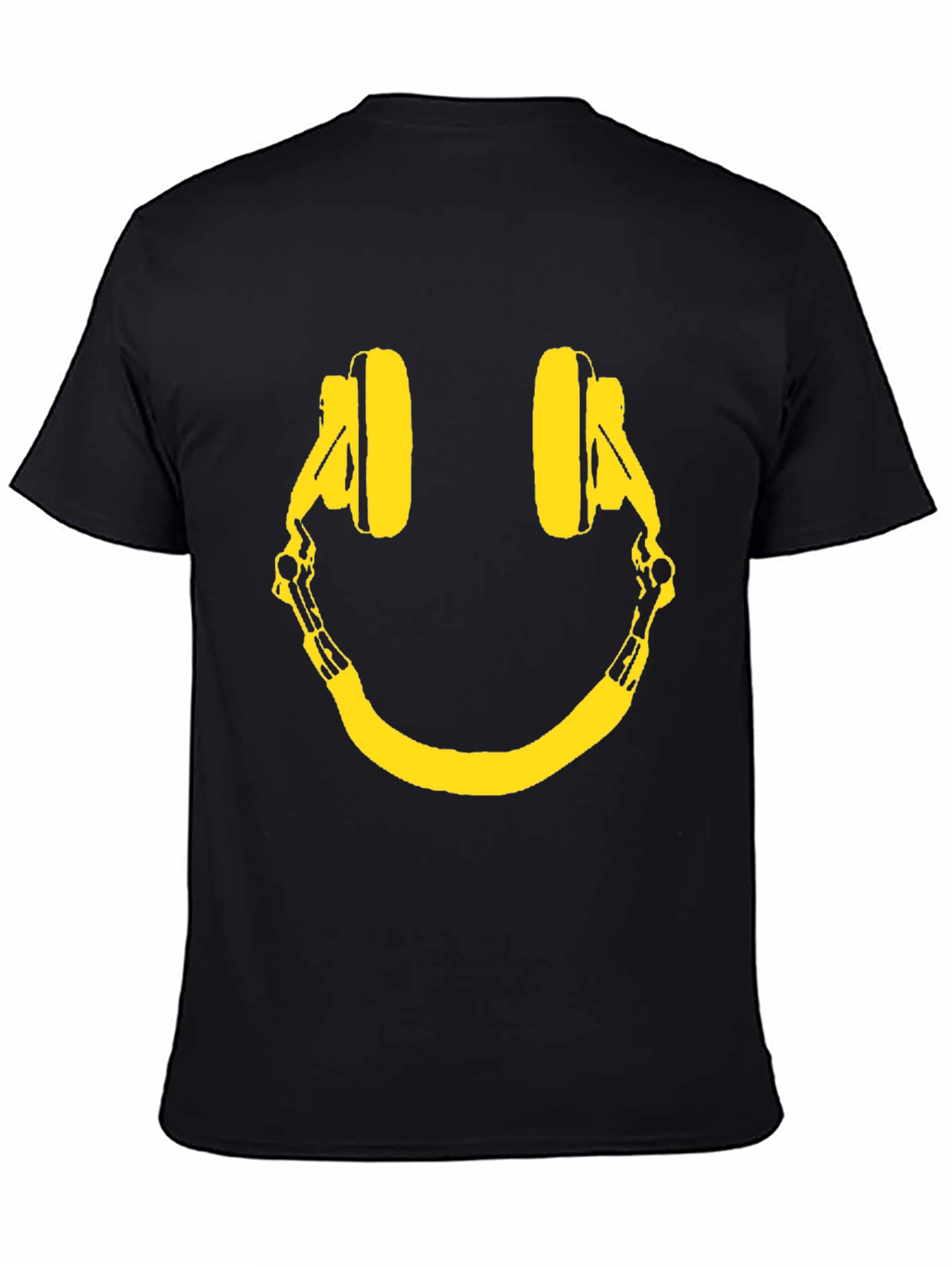 Smiley Headphone Graphic Tee - Black