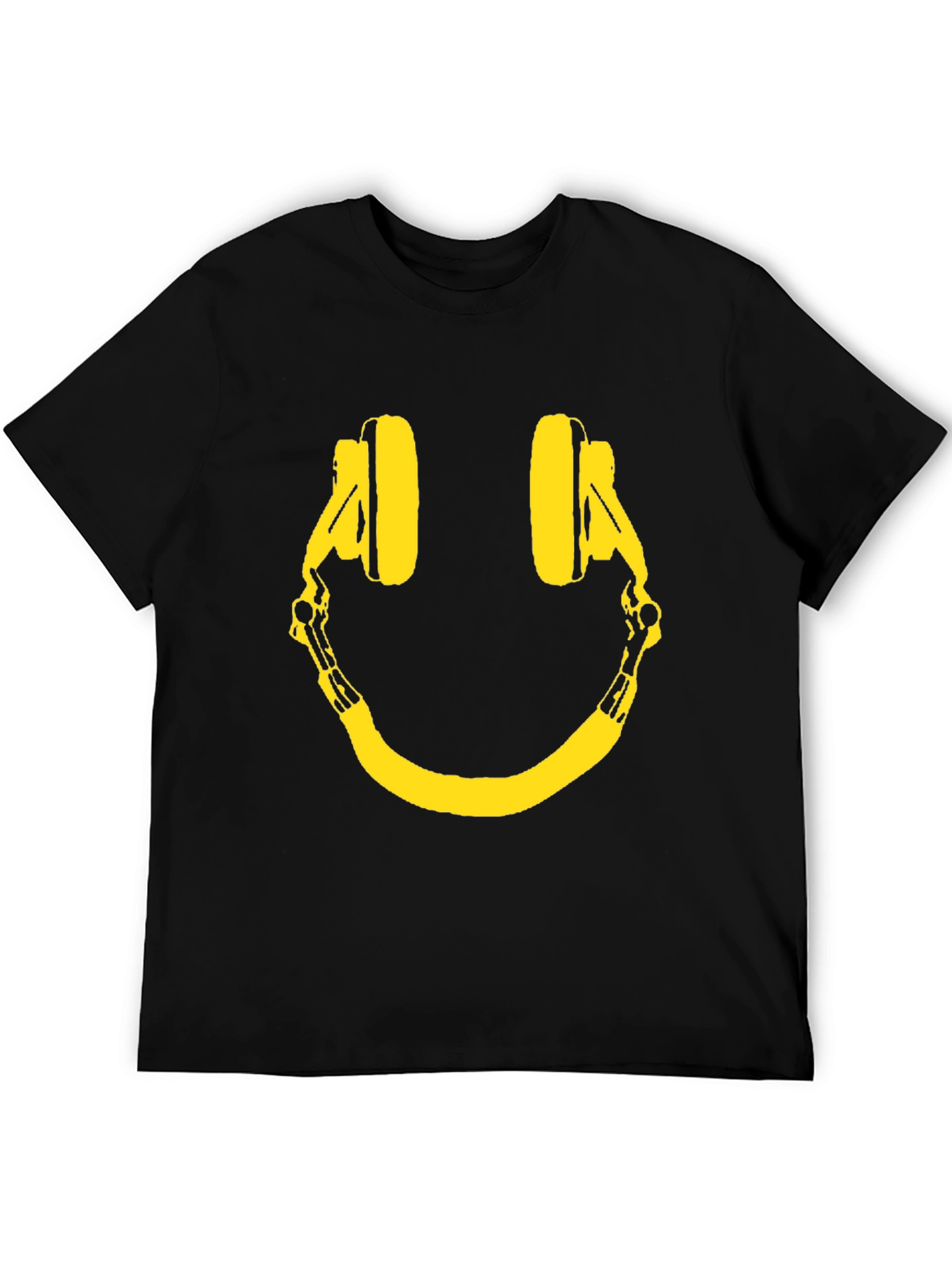 Smiley Headphone Graphic Tee - Black