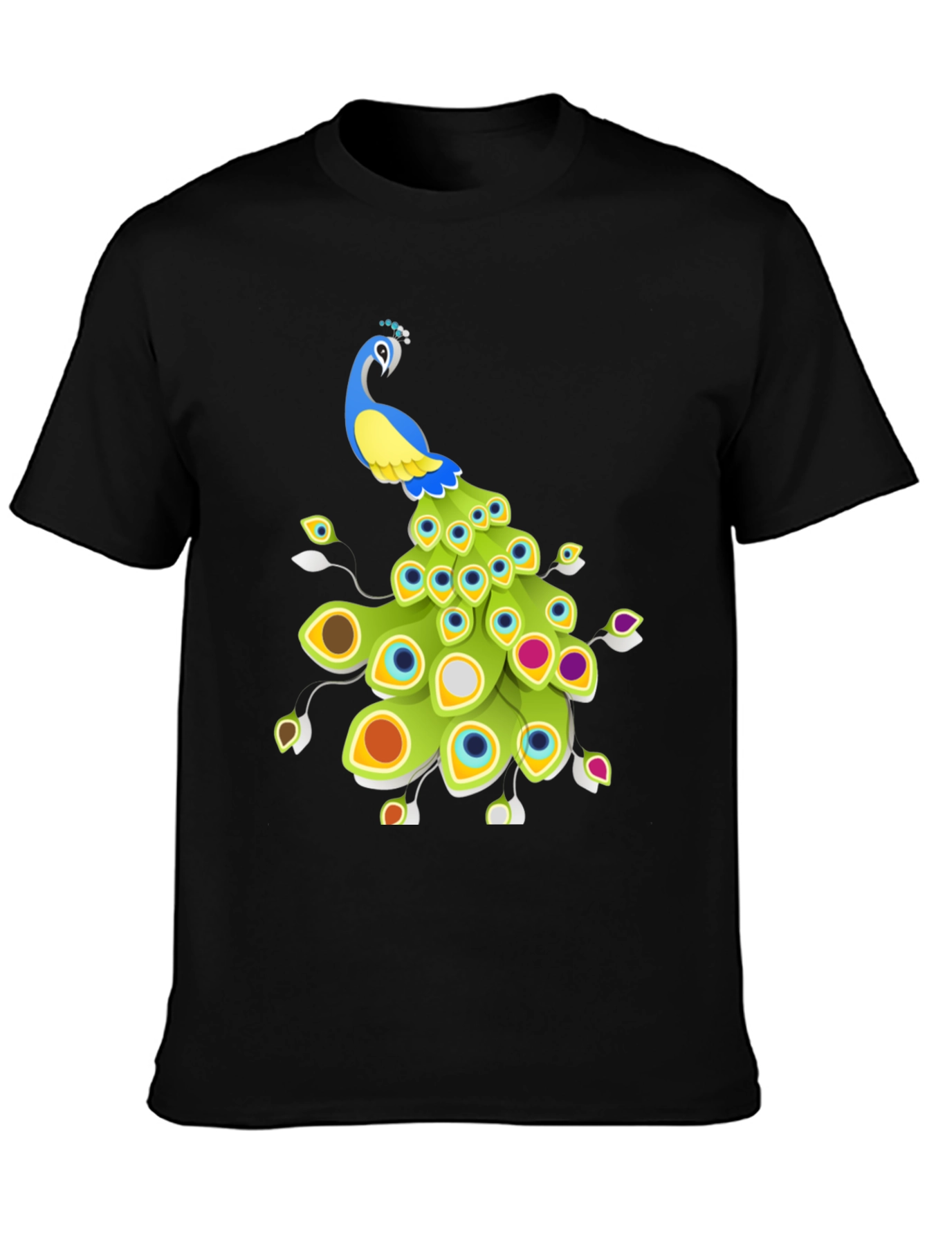 Peacock Graphic Tee - Stylish Mens Black T-Shirt