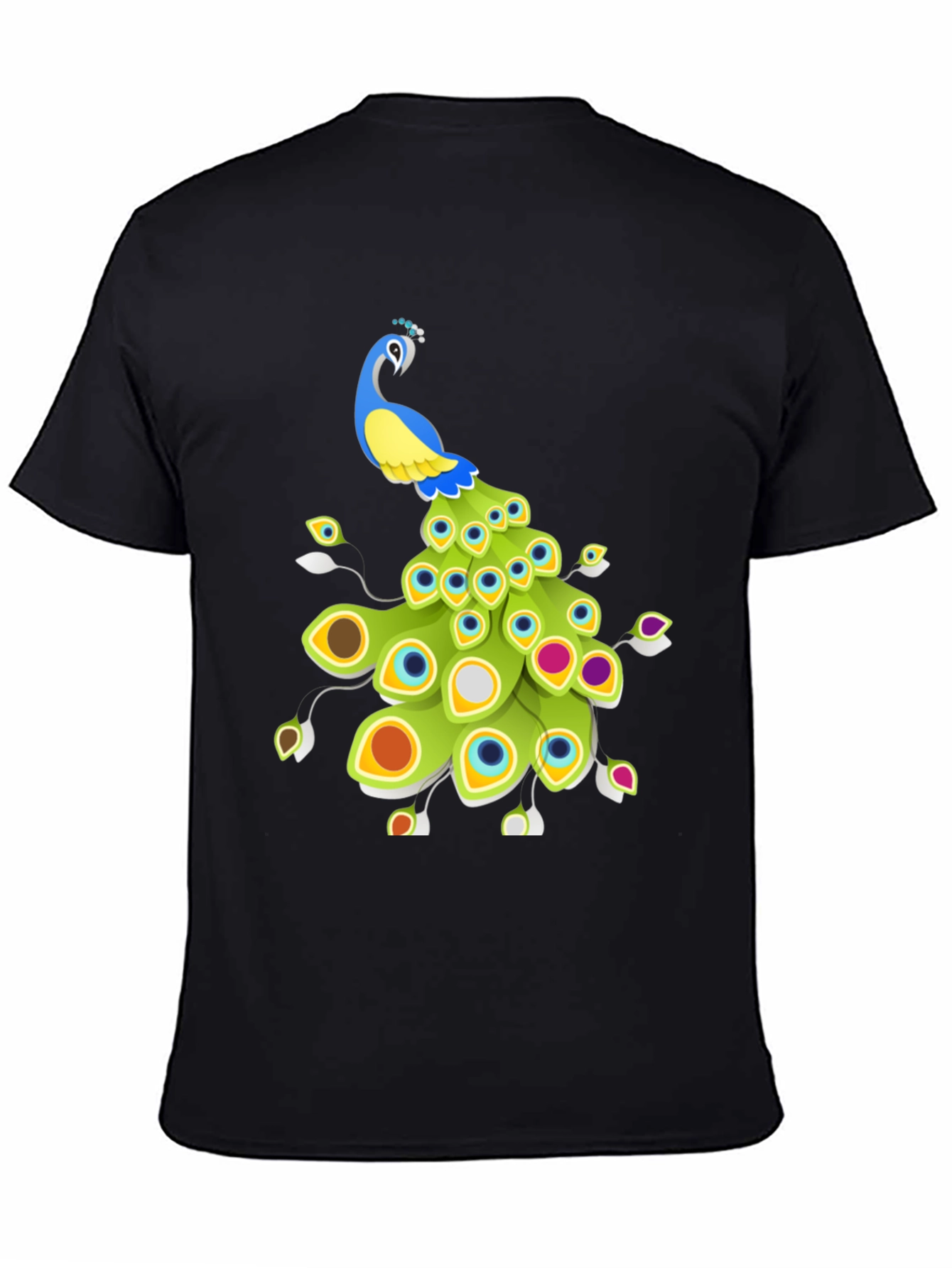 Peacock Graphic Tee - Stylish Mens Black T-Shirt
