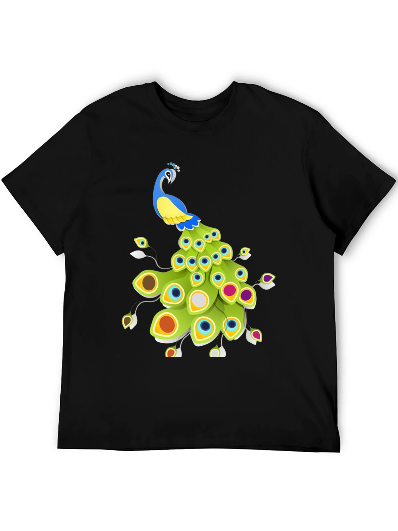Peacock Graphic Tee - Stylish Mens Black T-Shirt