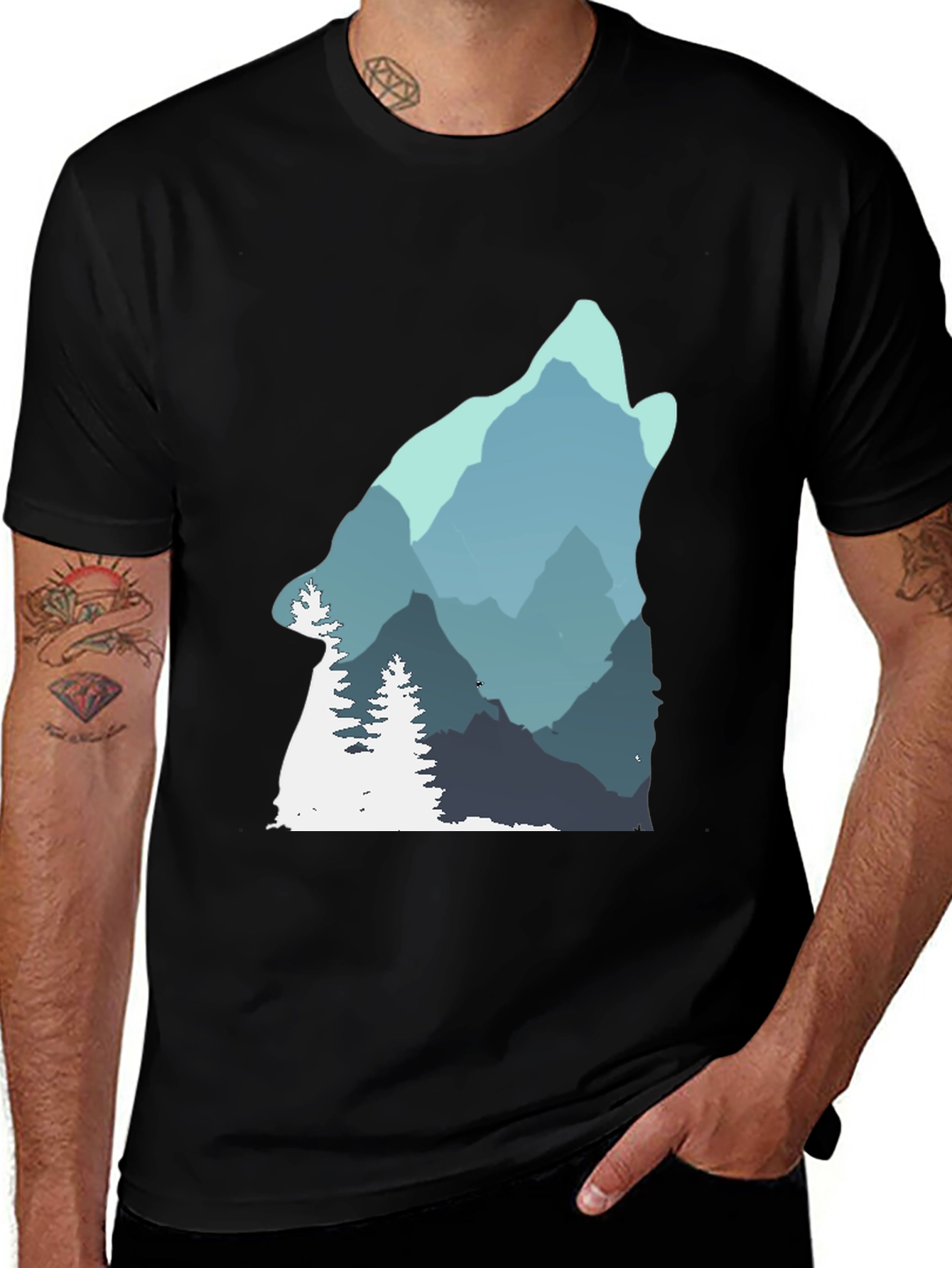Wolf Mountain Graphic Tee - Nature Inspired Design