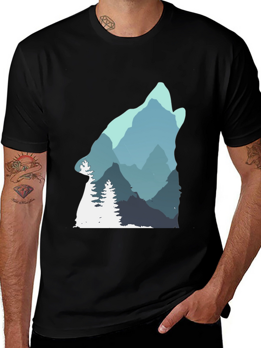 Wolf Mountain Graphic Tee - Nature Inspired Design