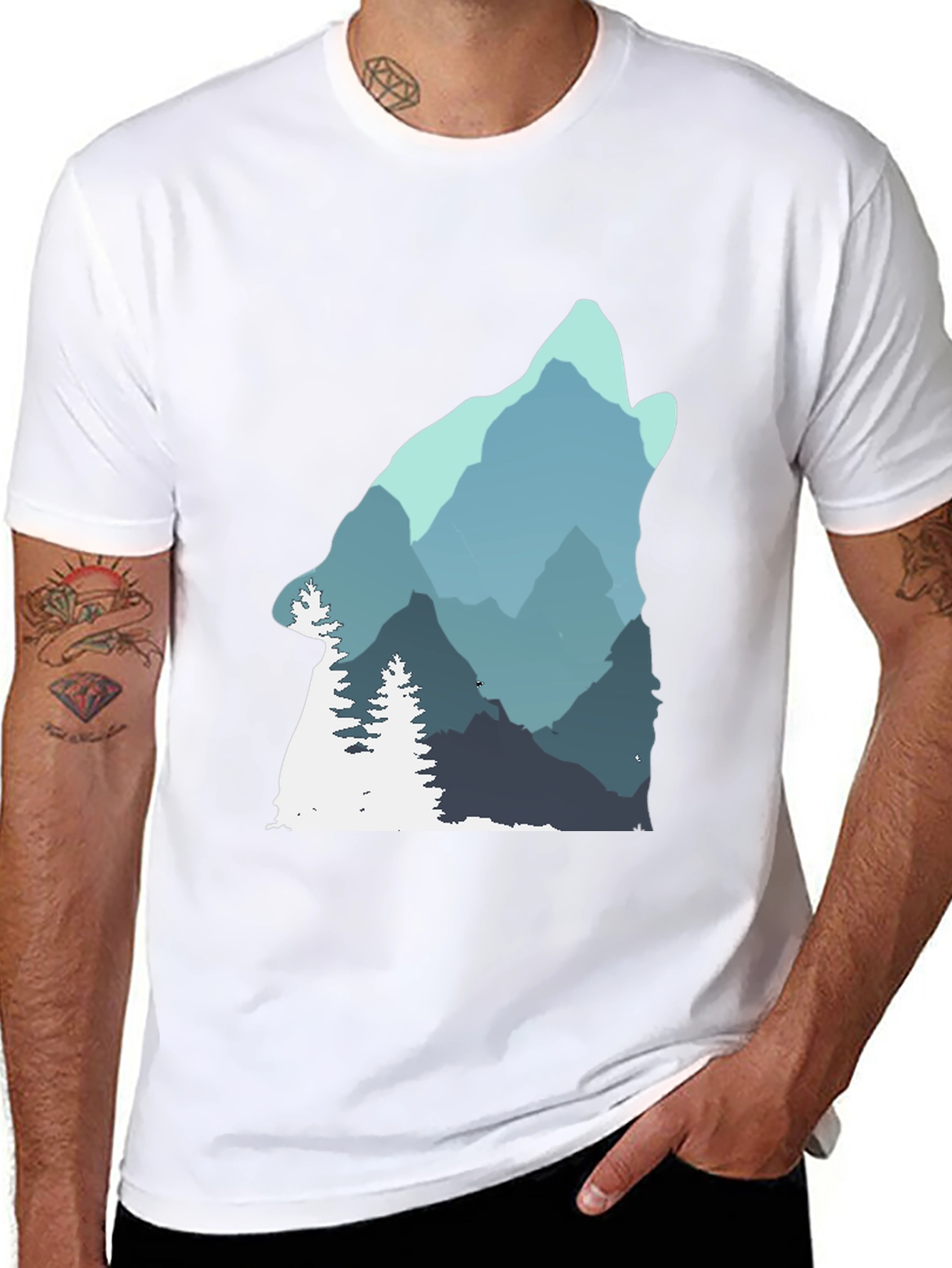 Wolf Mountain Graphic Tee - Nature Inspired Design