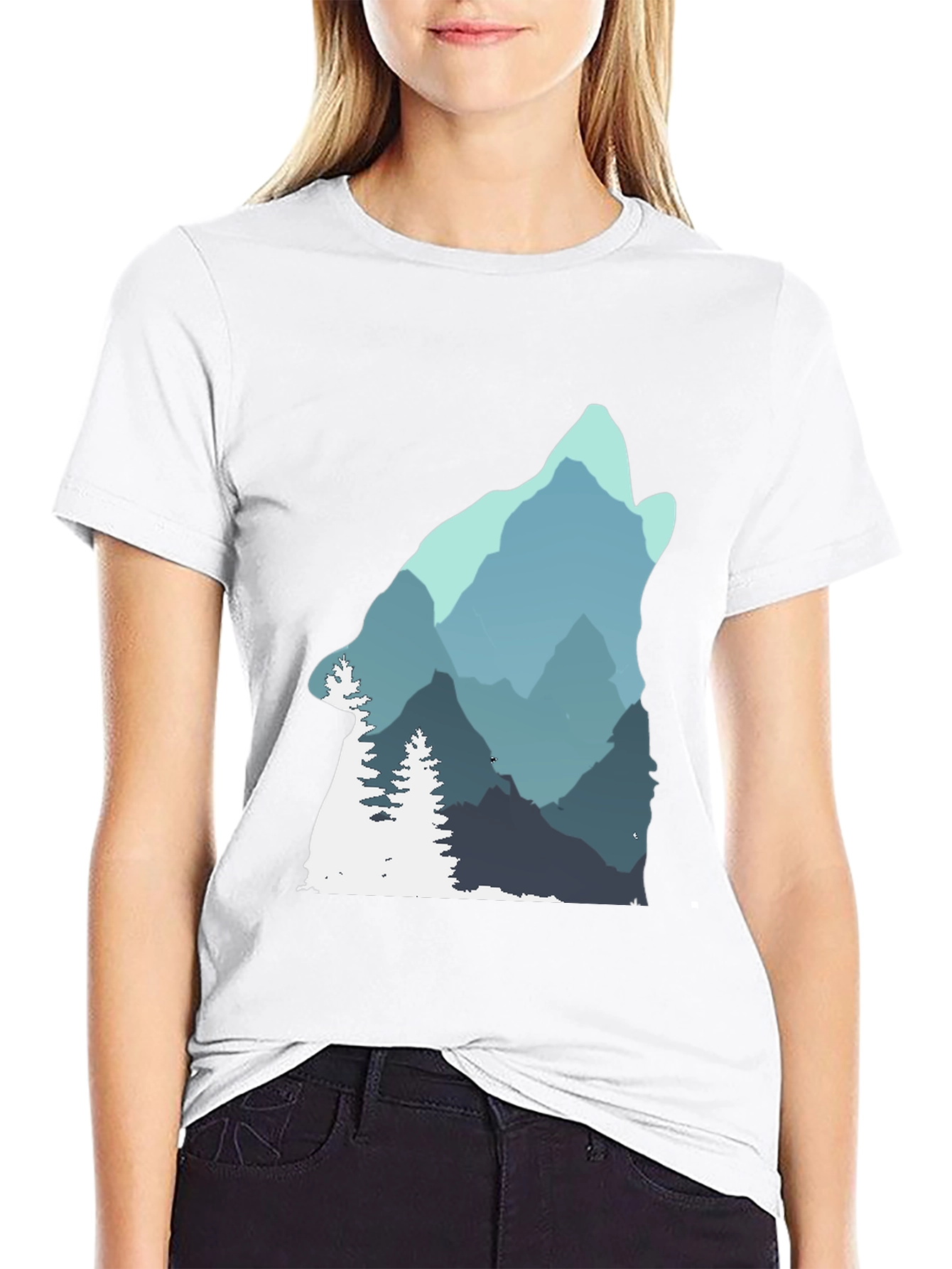 Wolf Mountain Graphic Tee - Nature Inspired Design