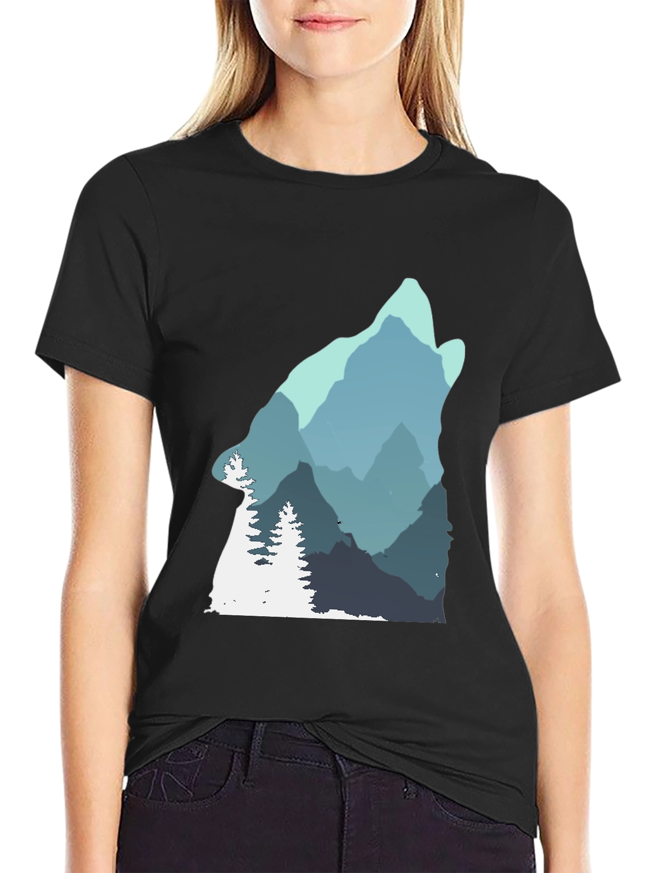 Wolf Mountain Graphic Tee - Nature Inspired Design