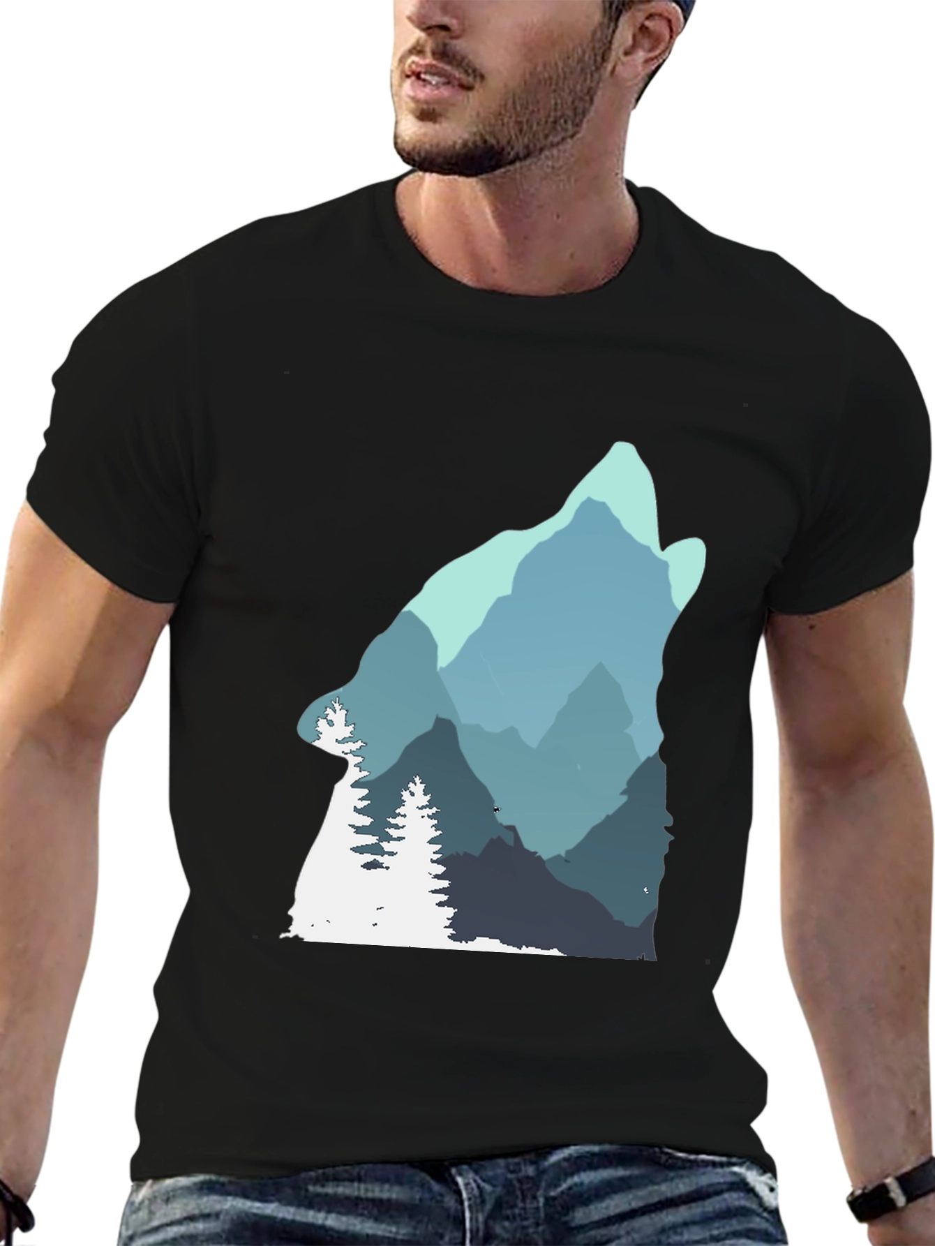 Wolf Mountain Graphic Tee - Nature Inspired Design