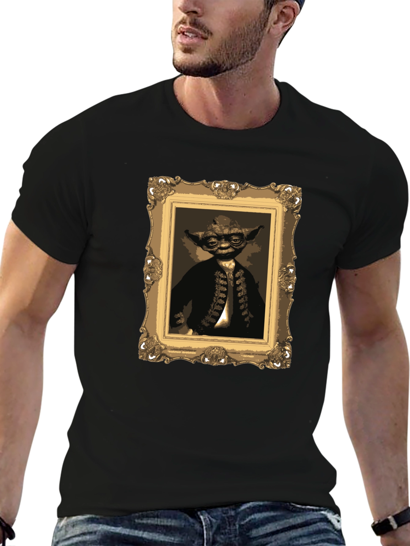 Yoda Portrait Graphic Tee - Black Crew Neck