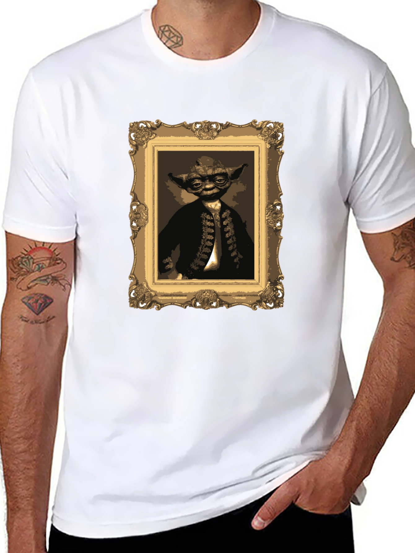 Yoda Portrait Graphic Tee - Black Crew Neck