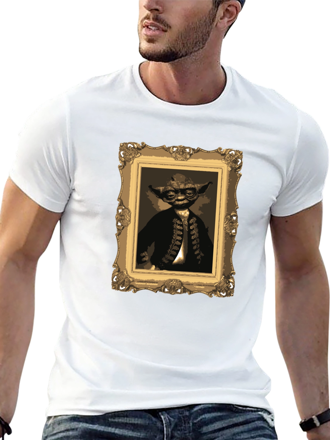 Yoda Portrait Graphic Tee - Black Crew Neck