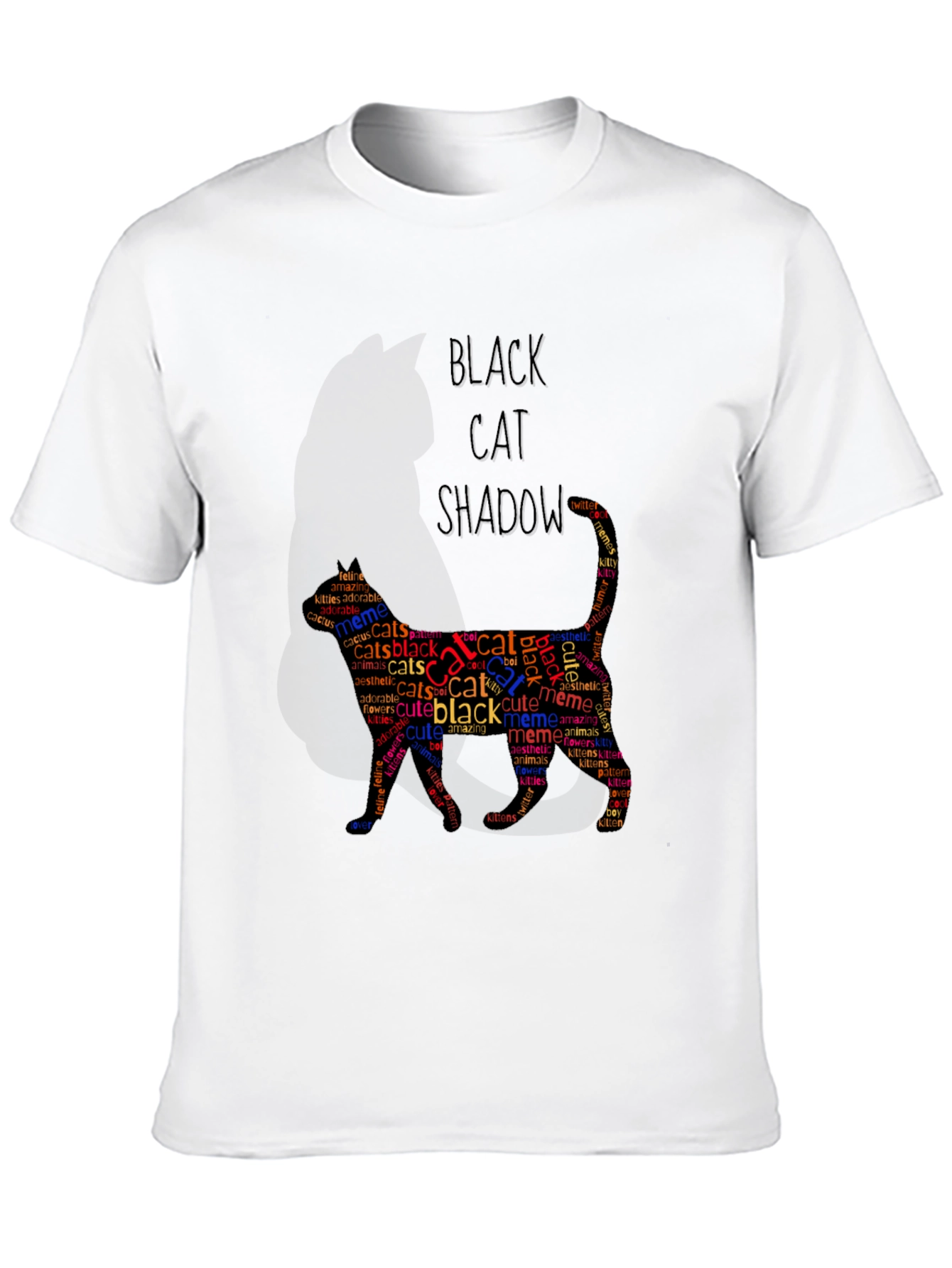 Black Cat Shadow Word Art Graphic T-Shirt
