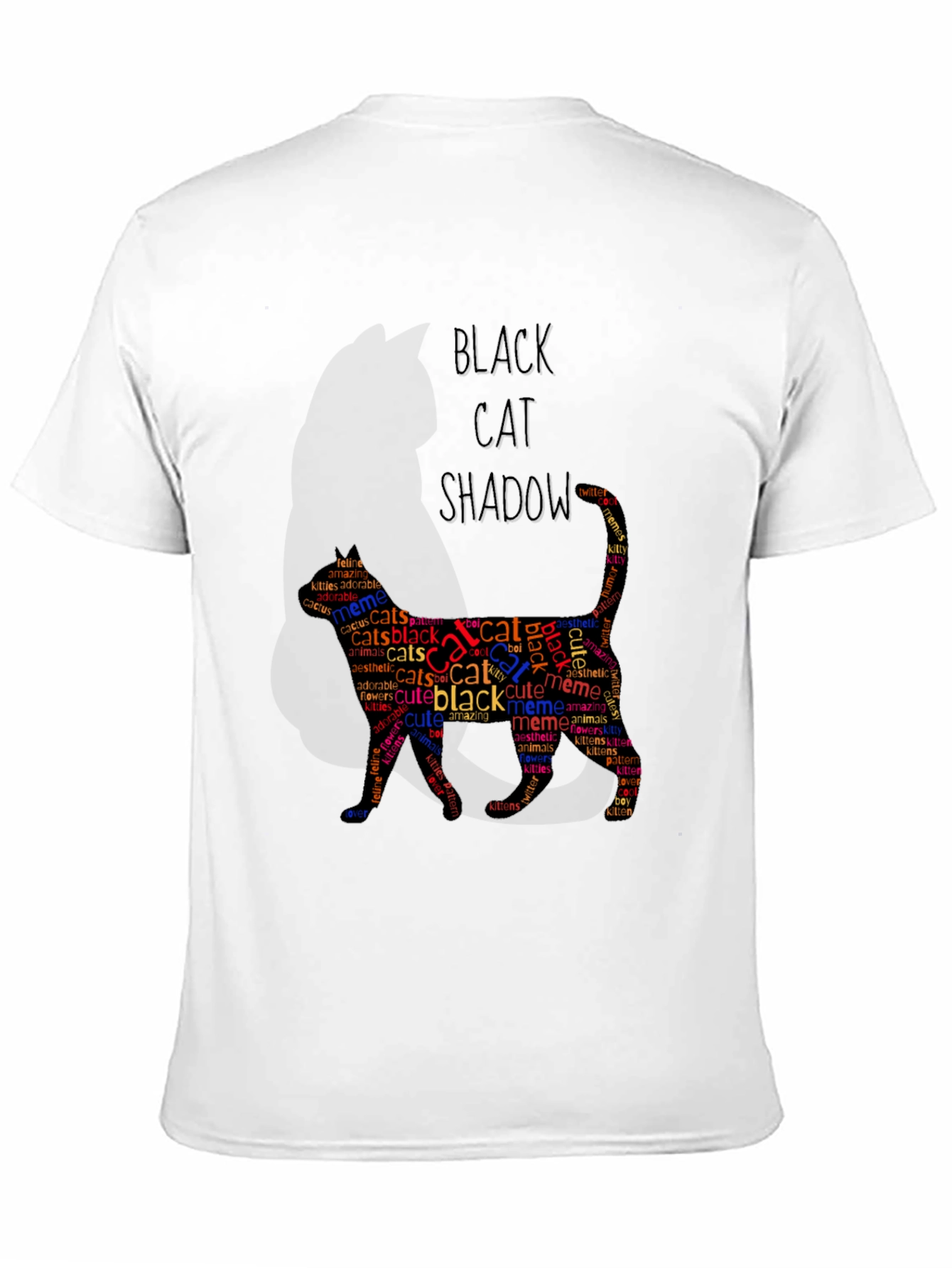 Black Cat Shadow Word Art Graphic T-Shirt