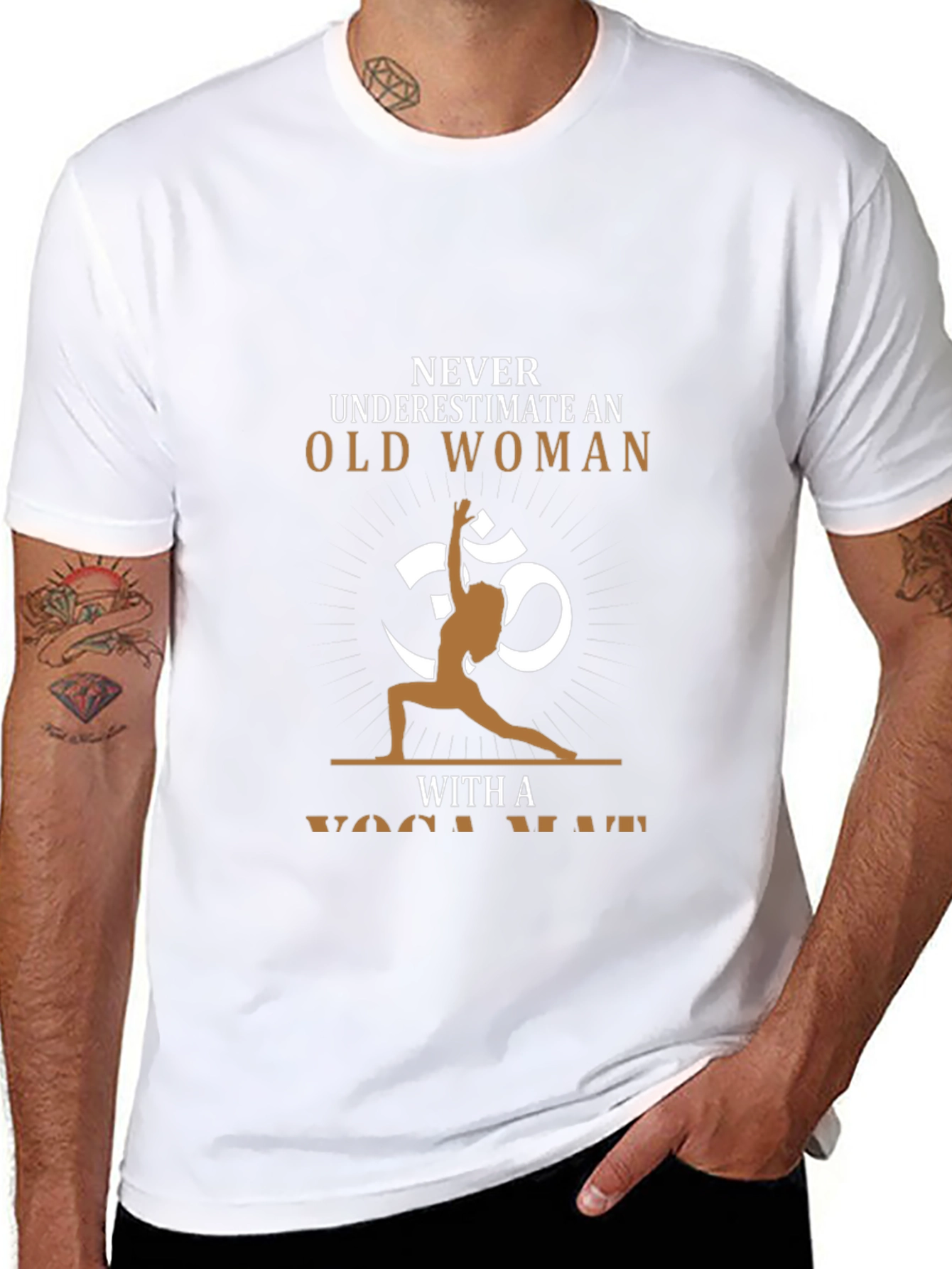 Never Underestimate Old Woman Yoga T-Shirt