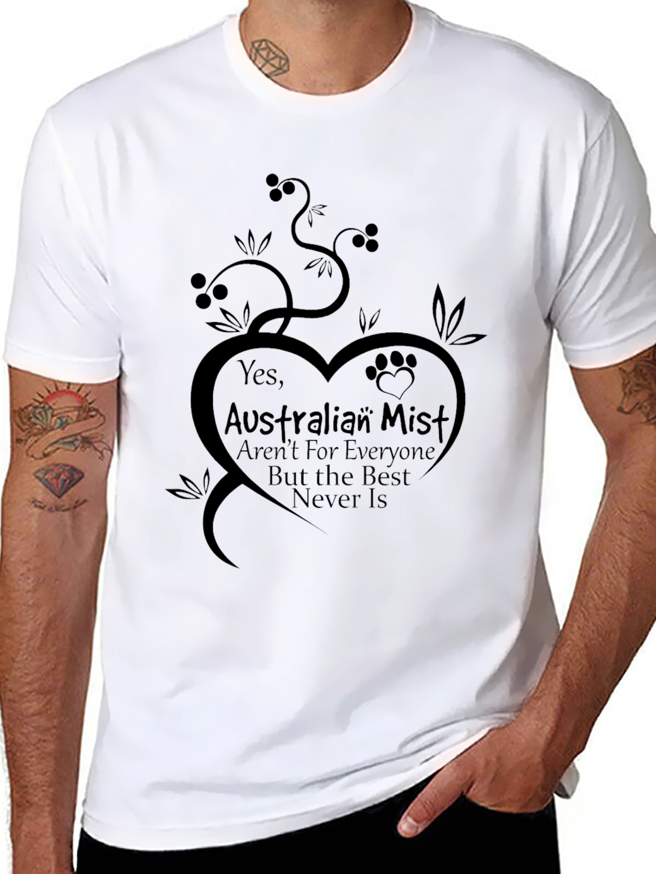 Australian Mist Cat Breed T-Shirt Heart Design