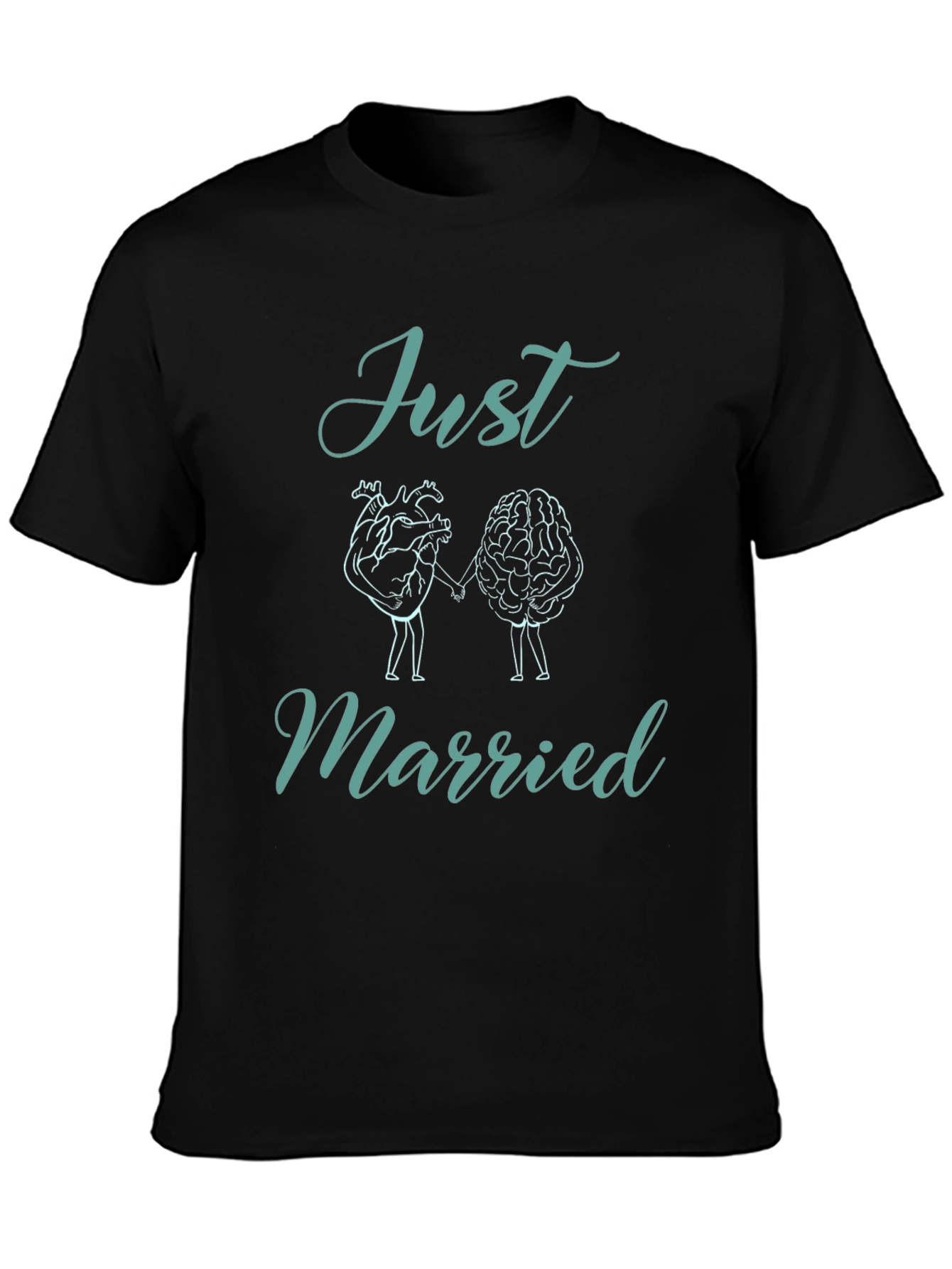 Just Married T-Shirt: Heart & Brain Design